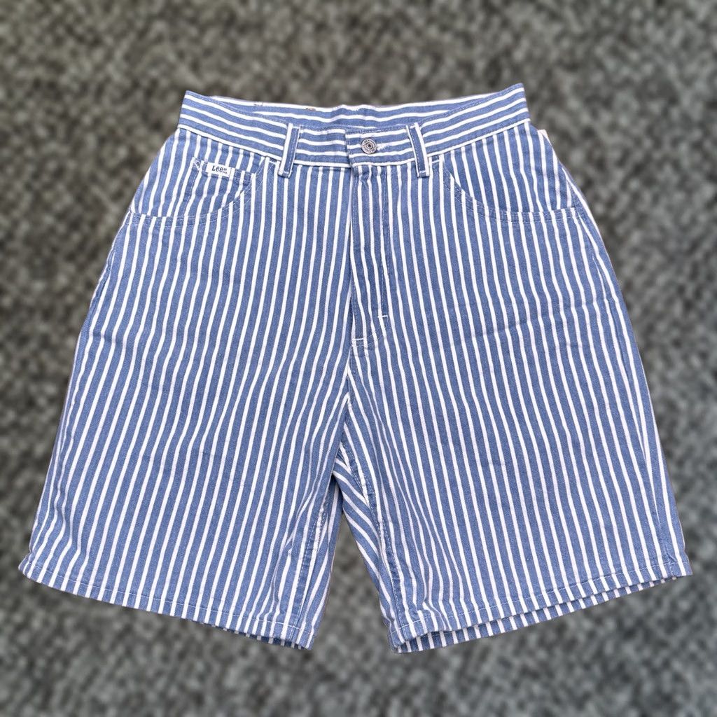 Lee VINTAGE Lee Relaxed For Shorts Womens 10 Blue Striped Denim High Rise USA New Size 32" / US 10 / IT 46 - 1 Thumbnail