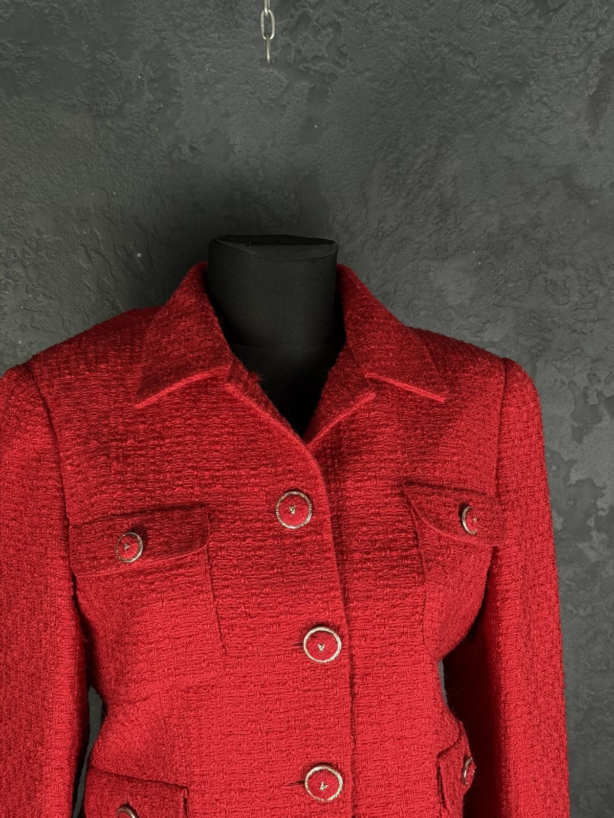 Vintage Archive!! VERSACE Classic V2 80s Red Skirt Jacket Suit Wool Size M / US 6-8 / IT 42-44 - 7 Thumbnail