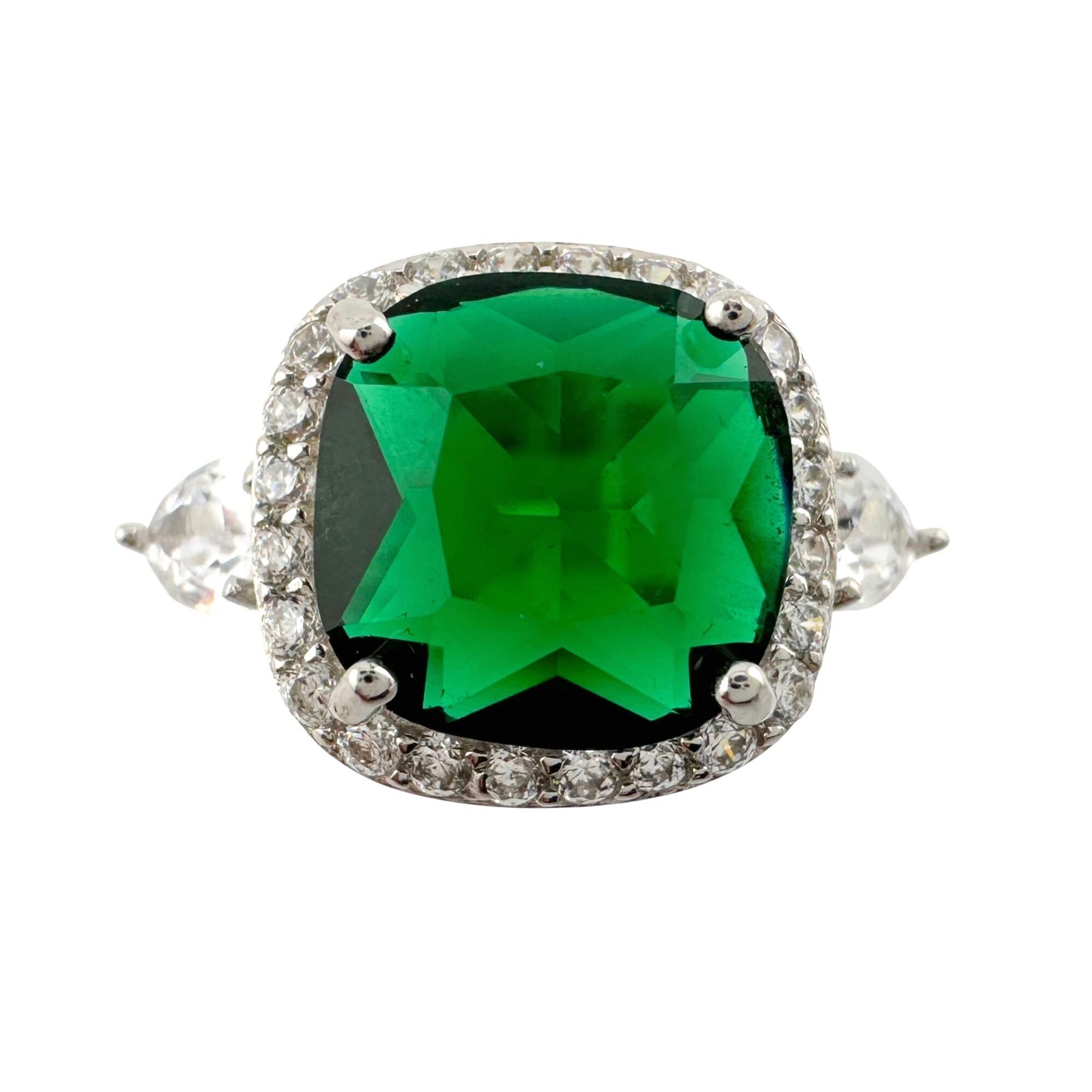 Other 3.66ct Lab Created Emerald and White Gemstone Ring Size 7 Size ONE SIZE - 1 Thumbnail