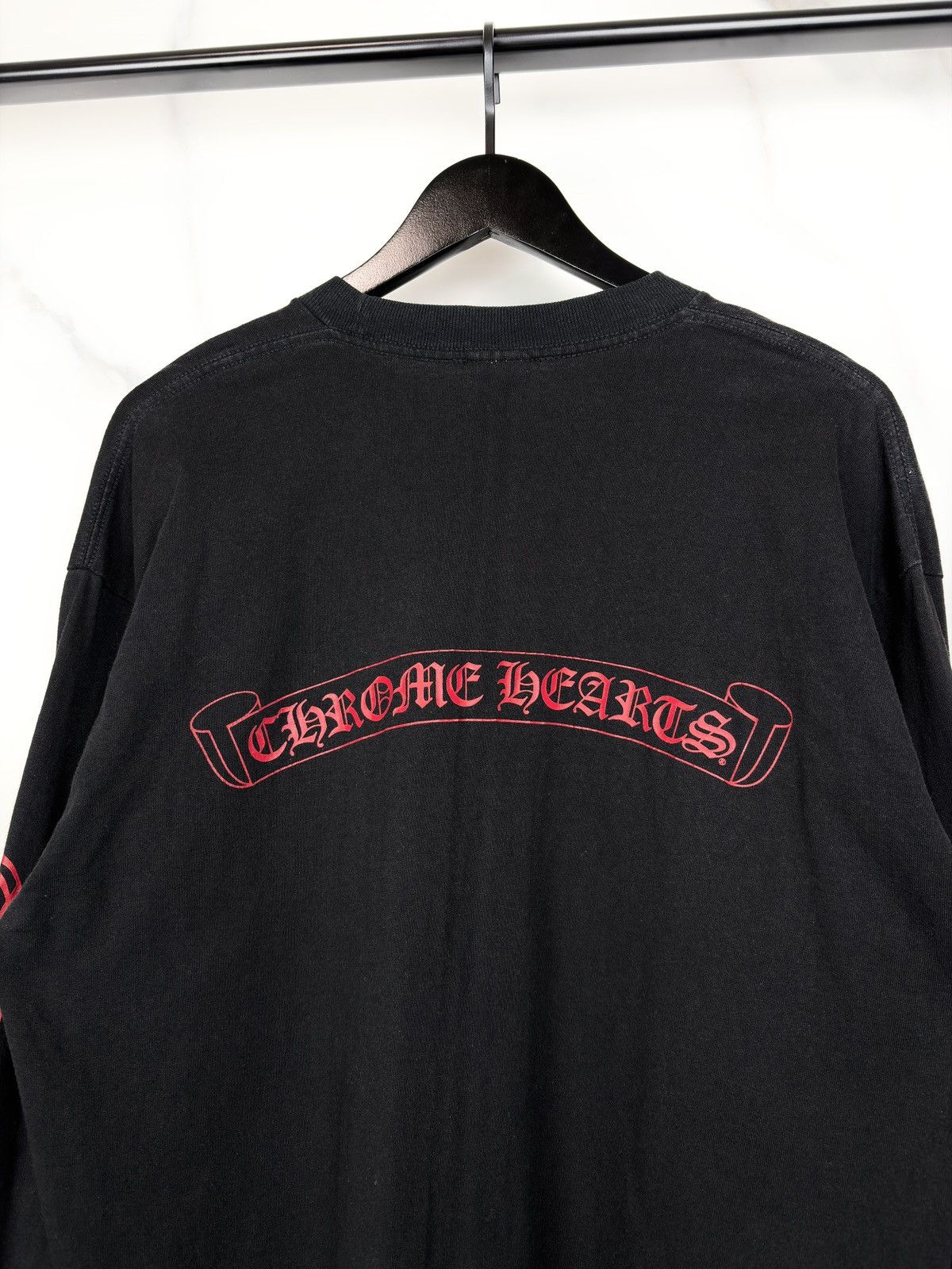 Chrome Hearts Chrome Hearts Vintage Red Spellout Sleeve Longsleeve Tshirt Size US XL / EU 56 / 4 - 7 Thumbnail