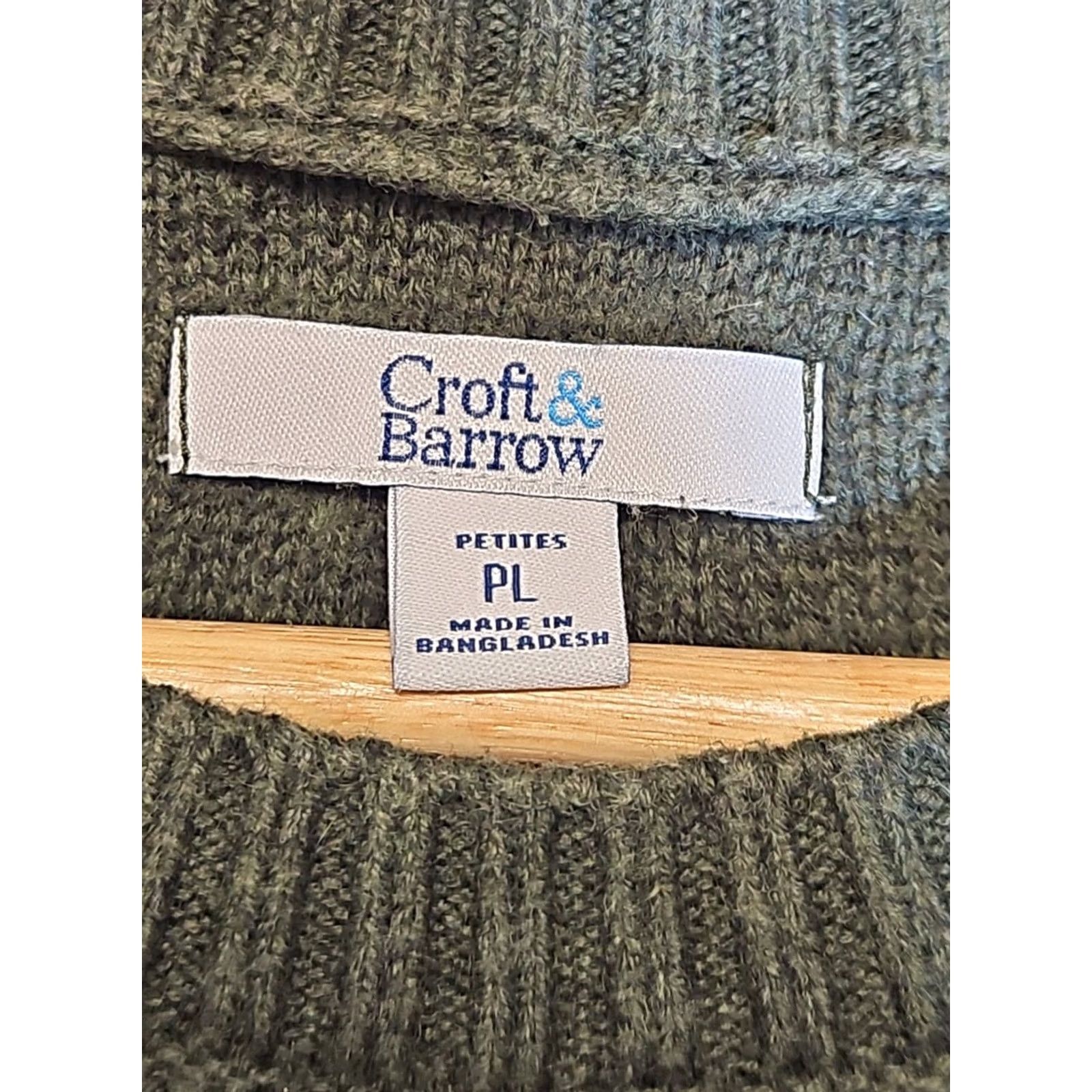 Croft & Barrow Croft & Barrow Pullover Sweater Green Long Sleeve Women’s Petite PL Cable-Knit, Cotton-Acrylic, Regular Fit Size L / US 10 / IT 46 - 4 Thumbnail