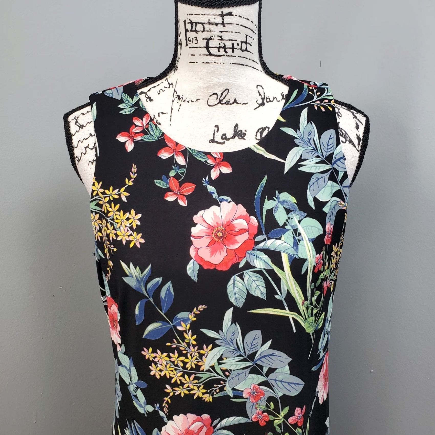 Tommy Hilfiger Tommy Hilfiger Tank Dress Womens Size 10 Multicolor Floral Overlay Sleeveless Ruffle Hem Dress Size L / US 10 / IT 46 - 3 Thumbnail