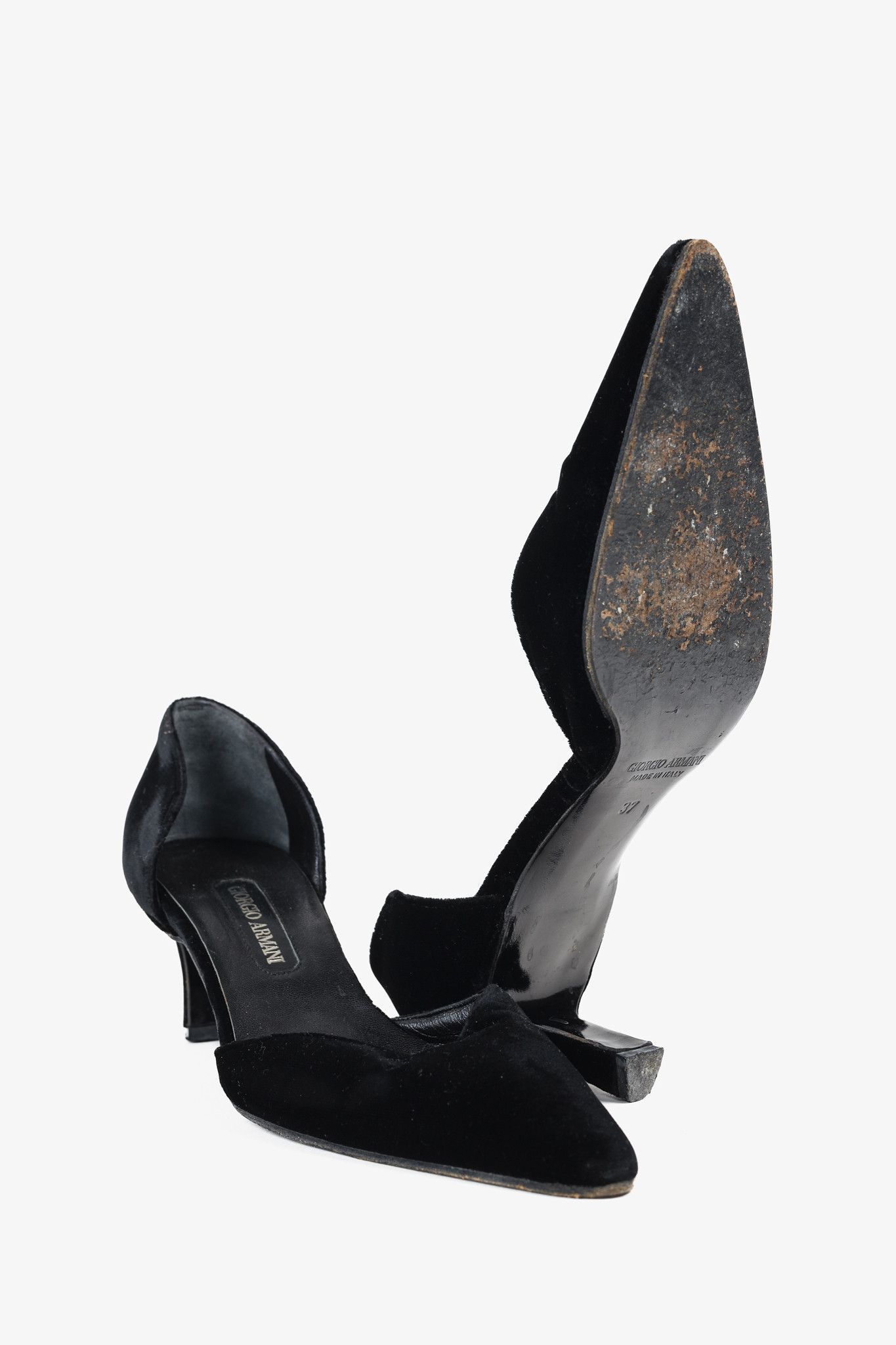 Giorgio Armani Giorgio Armani Vintage Black Velvet D'Orsay Pumps Size US 6.5 / IT 36.5 - 4 Thumbnail