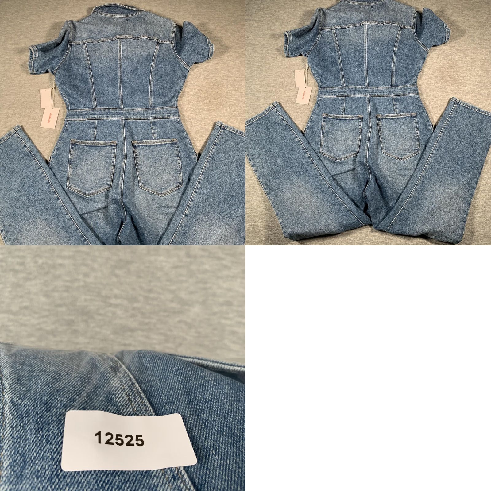 Good American Good American Utility Jumpsuit Womens 4 Blue Denim Short Sleeve Zip GMJS127 Size 27" / US 4 / IT 40 - 9 Thumbnail