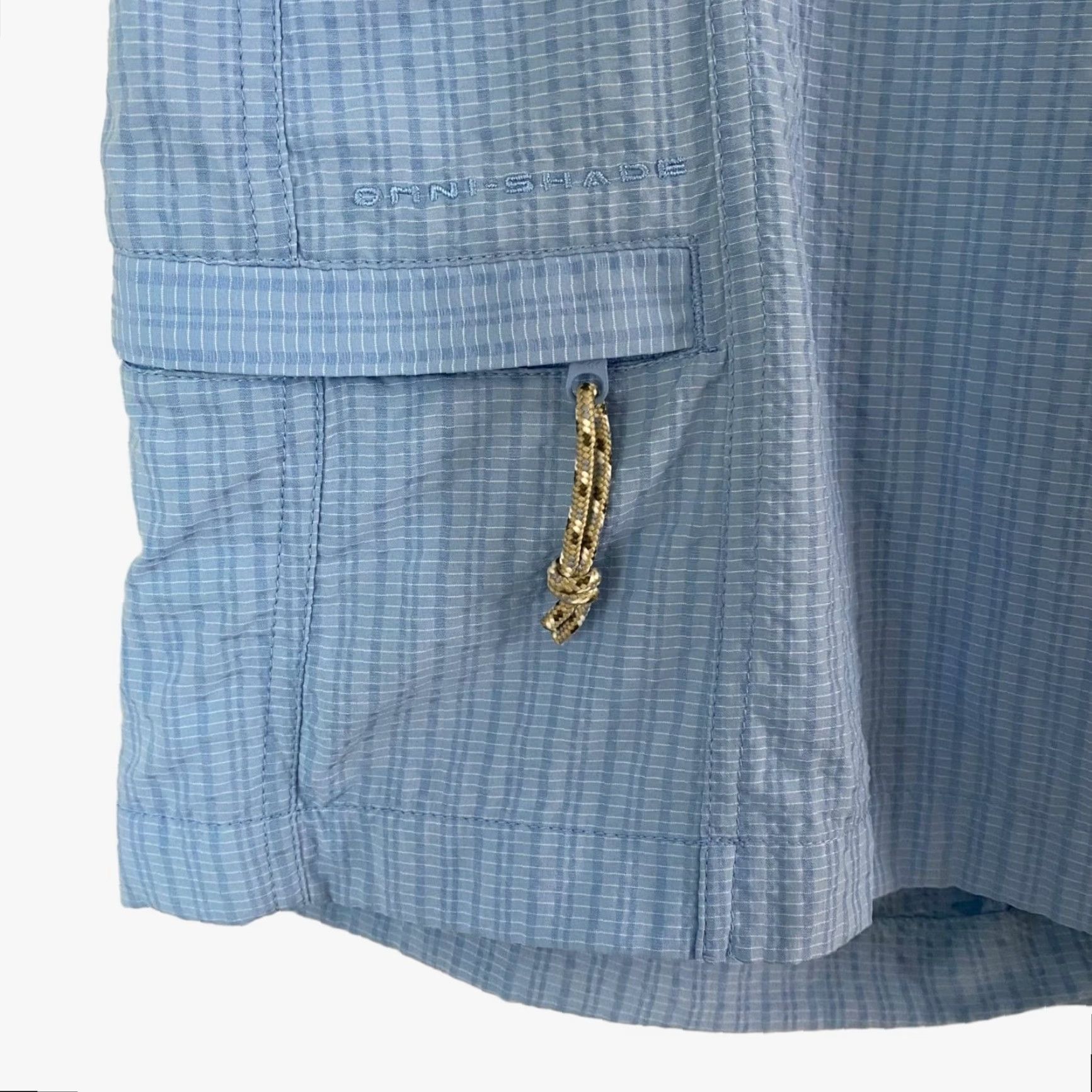 Vintage Columbia PFG Active Cargo Skort Women's Medium Blue Seersucker Nylon Comfort Fit Size ONE SIZE - 5 Thumbnail
