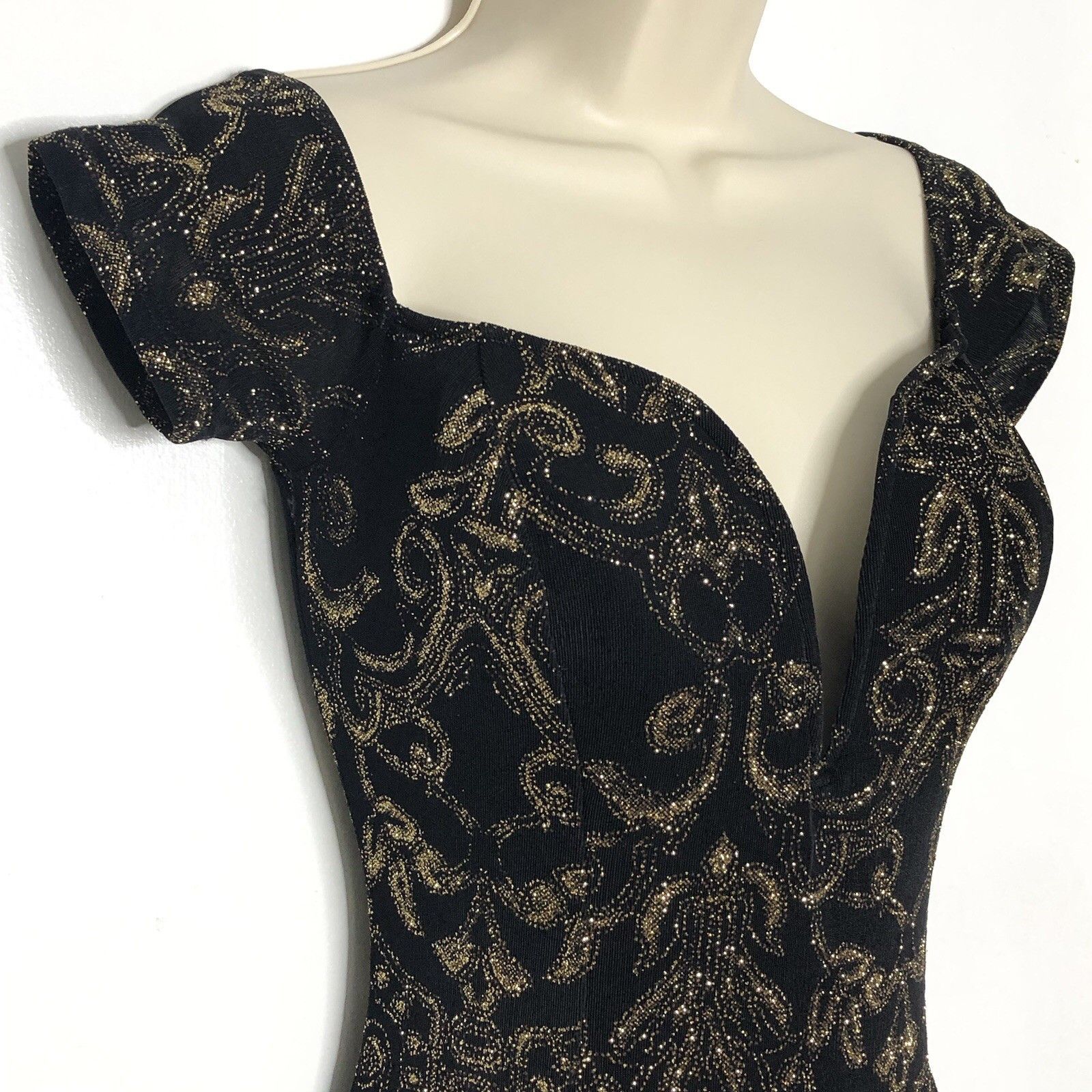 Other Cameo Women Black Sparkle Gold Wire Plunge V Neck Maxi Sz S Size S / US 4 / IT 40 - 6 Thumbnail