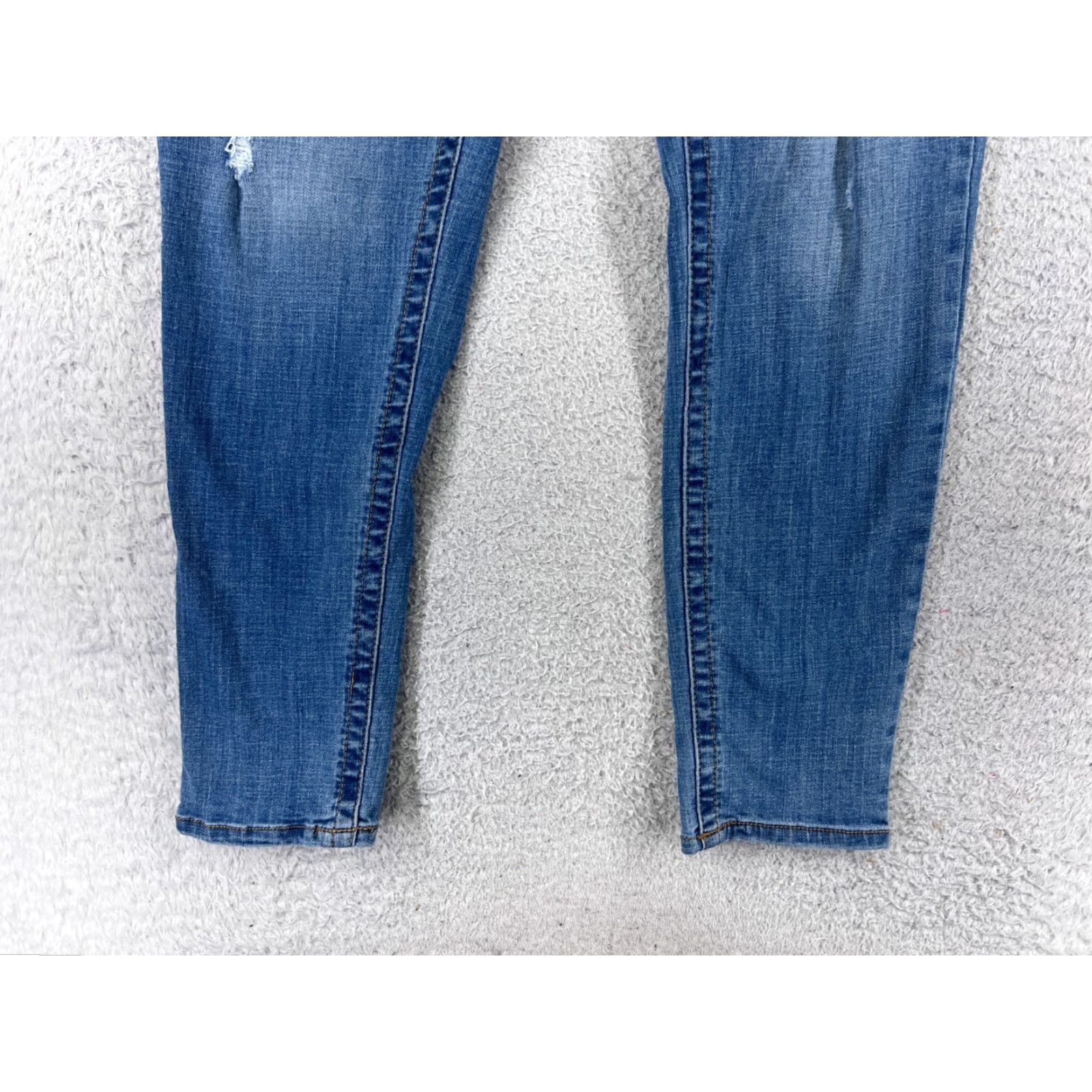 Vintage Seven7 Jeans Women 16 Blue Denim Distressed Tummyless High Rise Skinny Size 38" / US 16 / IT 52 - 2 Thumbnail