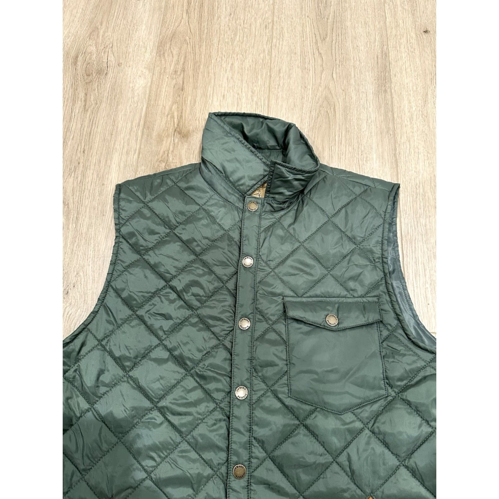 Vintage NWT Onward Reserve Braswell Vest Mens Medium Olive Green Quilted Nylon Snap Front Size US M / EU 48-50 / 2 - 4 Thumbnail