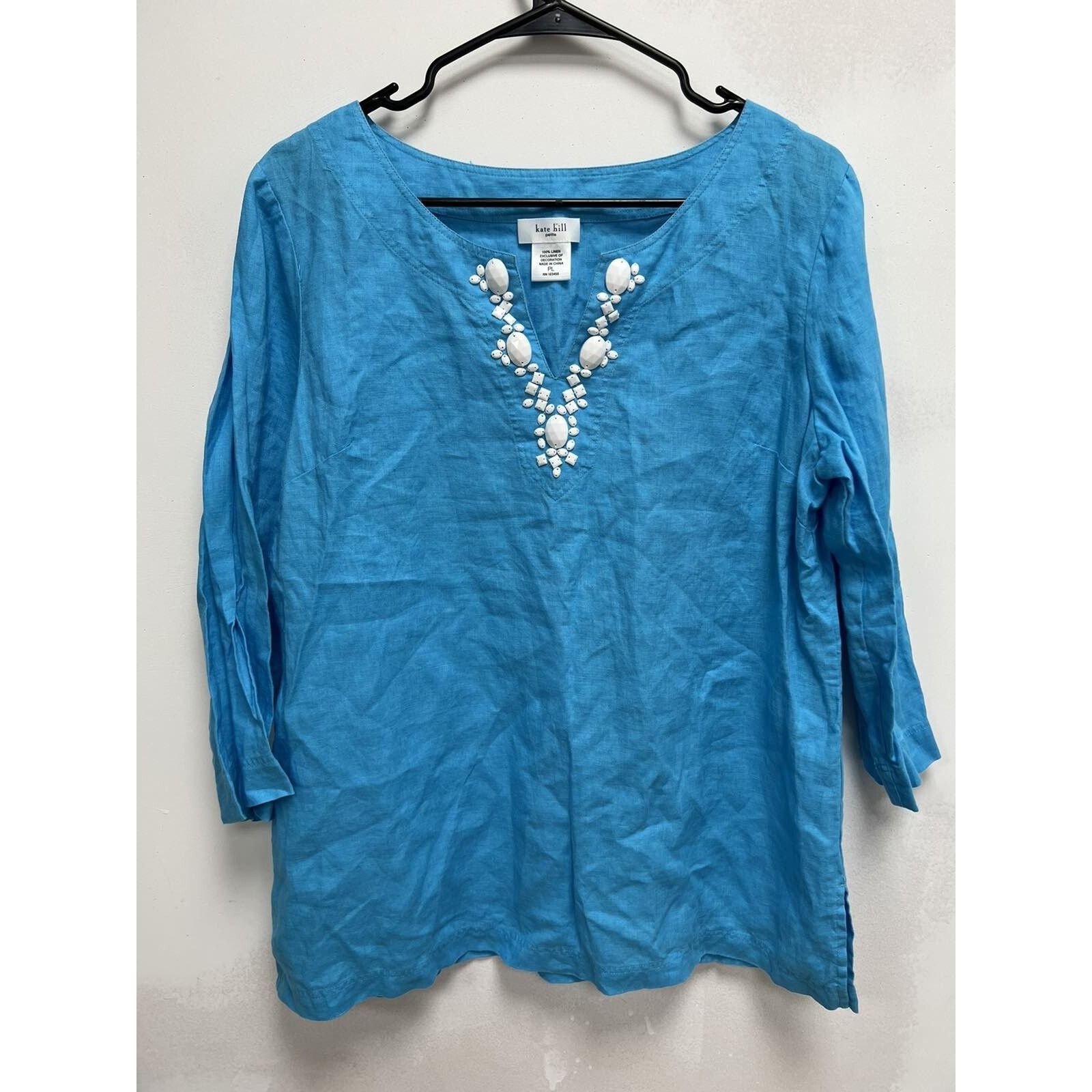 & Other Stories Kate Hill Women beaded 100% linen tunic Blue Size L A001404 Size L / US 10 / IT 46 - 1 Thumbnail