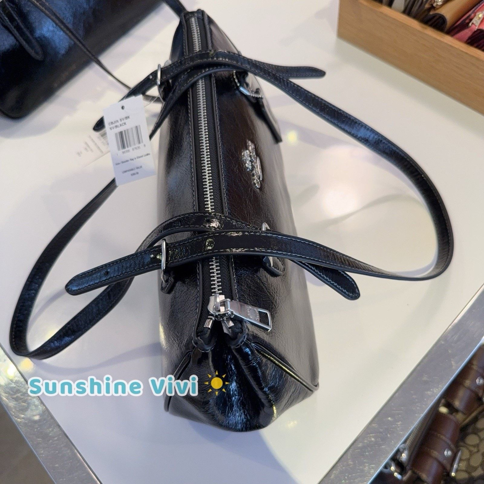 Coach NWT Coach Asher Shoulder Bag CBJ05 Glazed Leathe Black Size ONE SIZE - 5 Thumbnail