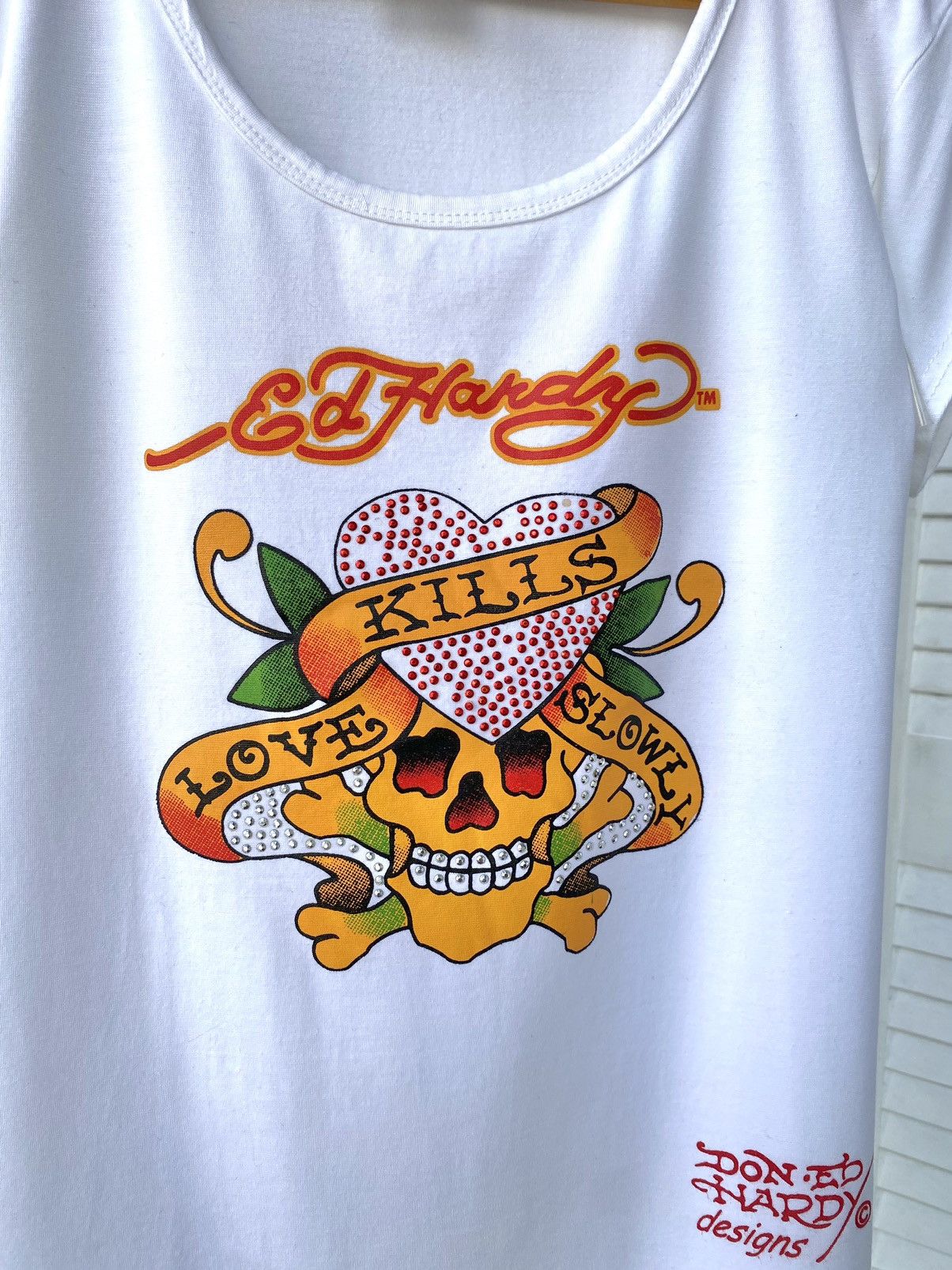 Ed Hardy × Vintage Vintage Y2K Ed Hardy Skull Short Sleeve Tee Shirt Size M / US 6-8 / IT 42-44 - 6 Thumbnail