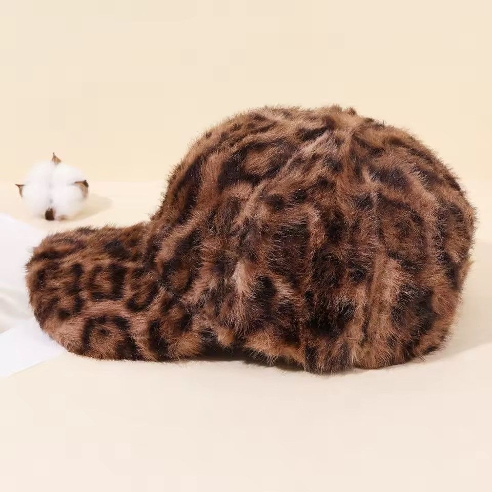 Other Leopard Fluffy Warm Plush Streetwear Cap Hat Size ONE SIZE - 2 Thumbnail