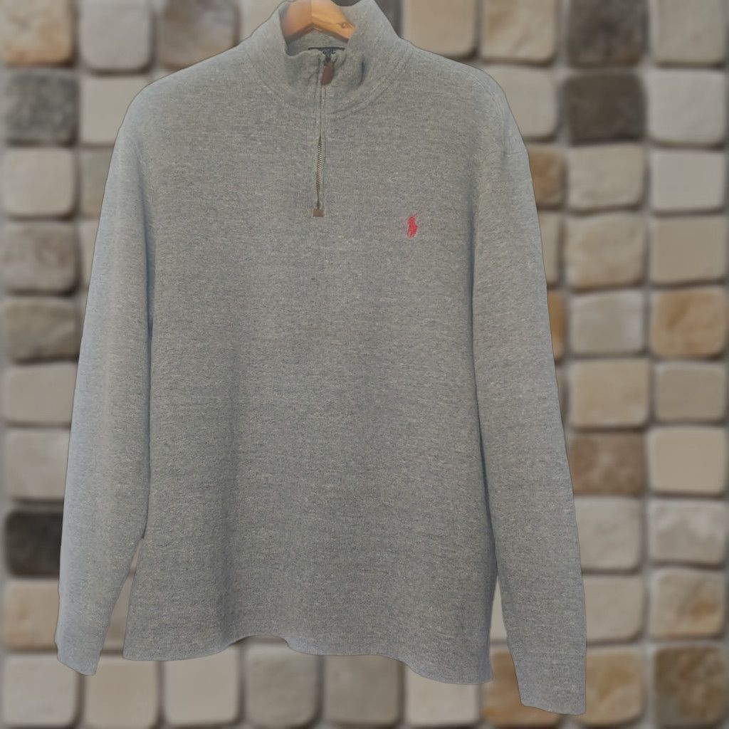 Polo Ralph Lauren Polo Ralph Lauren Shirt Men XL Long Sleeve Gray Ribbed Knit Red Pony 1/4 Zip Size US XL / EU 56 / 4 - 1 Thumbnail