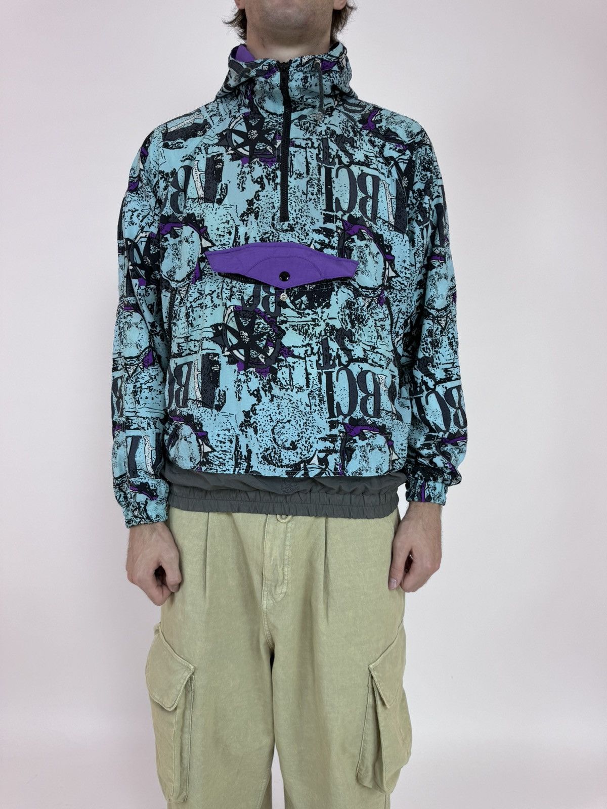 Vintage Active Swiss Design multicolour jacket 1/4 zip anorak Size US L / EU 52-54 / 3 - 1 Thumbnail