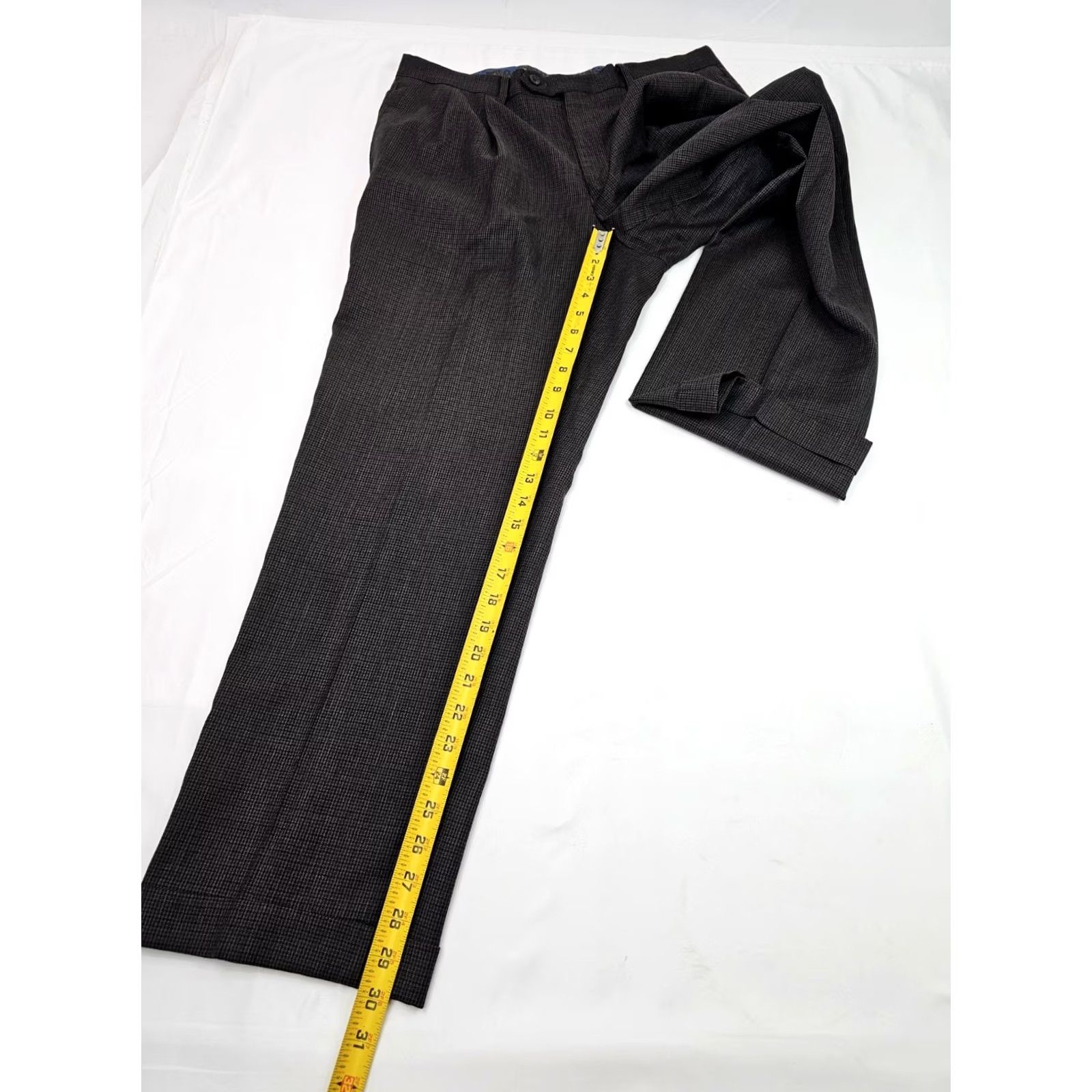 Ralph Lauren VINTAGE Lauren Ralph Lauren Wool Pleated Dress Pant Men 34x30 Houndstooth Brown Cuff EUC Size US 34 / EU 50 - 3 Thumbnail