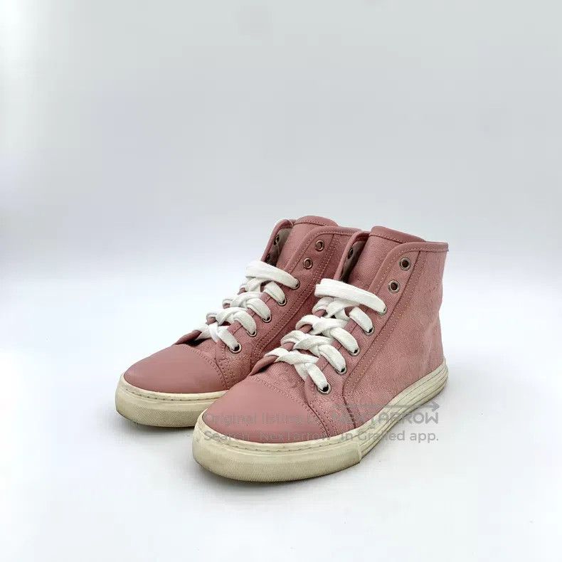 Gucci Gucci Pink logo jacquad full print laces casual flat high Size US 4.5 / IT 34.5 - 1 Thumbnail