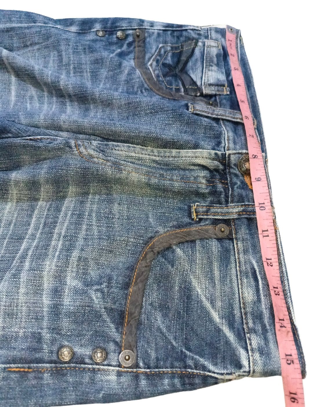 PPFM Leather Wing Waist Distressed Washed Denim Size US 32 / EU 48 - 3 Thumbnail