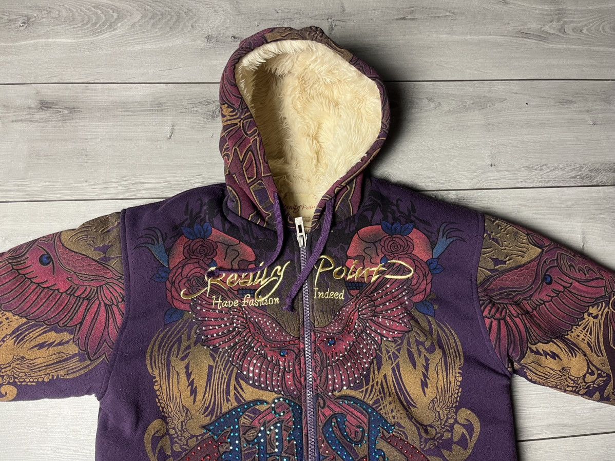 Ed Hardy Really Point Y2K Rhinestones Skull Print Zip Hoodie Jacket Size US L / EU 52-54 / 3 - 3 Thumbnail