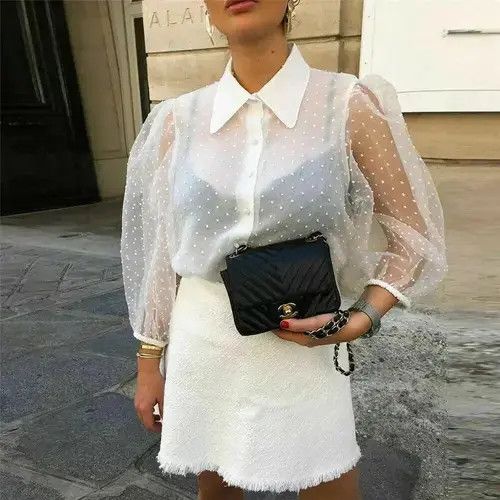 Japanese Brand Hot Women Mesh Sheer Blouse See-through Size ONE SIZE - 3 Thumbnail