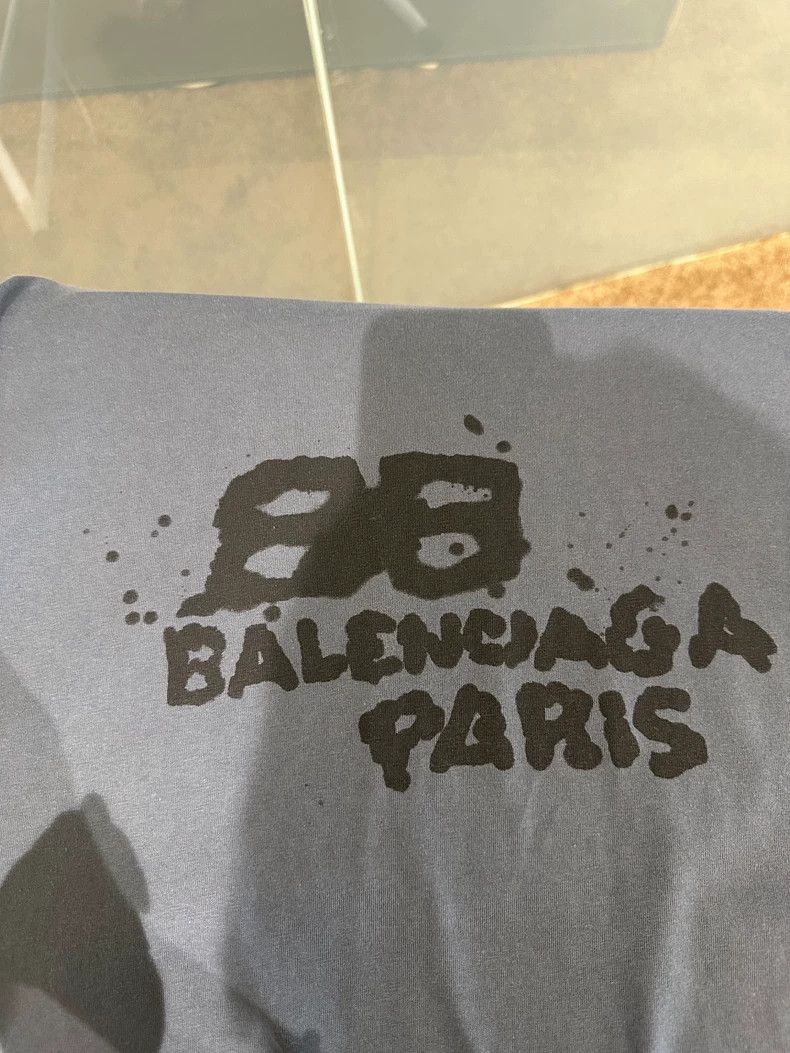 Balenciaga Balenciaga Washed blue and black printed short sleeve T-sh Size US XXS / EU 40 - 4 Thumbnail