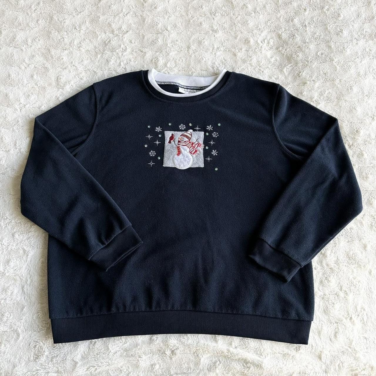 Other Vintage Snowman Sweatshirt Womens XL Navy Fleece Cardinal Size XL / US 12-14 / IT 48-50 - 2 Thumbnail