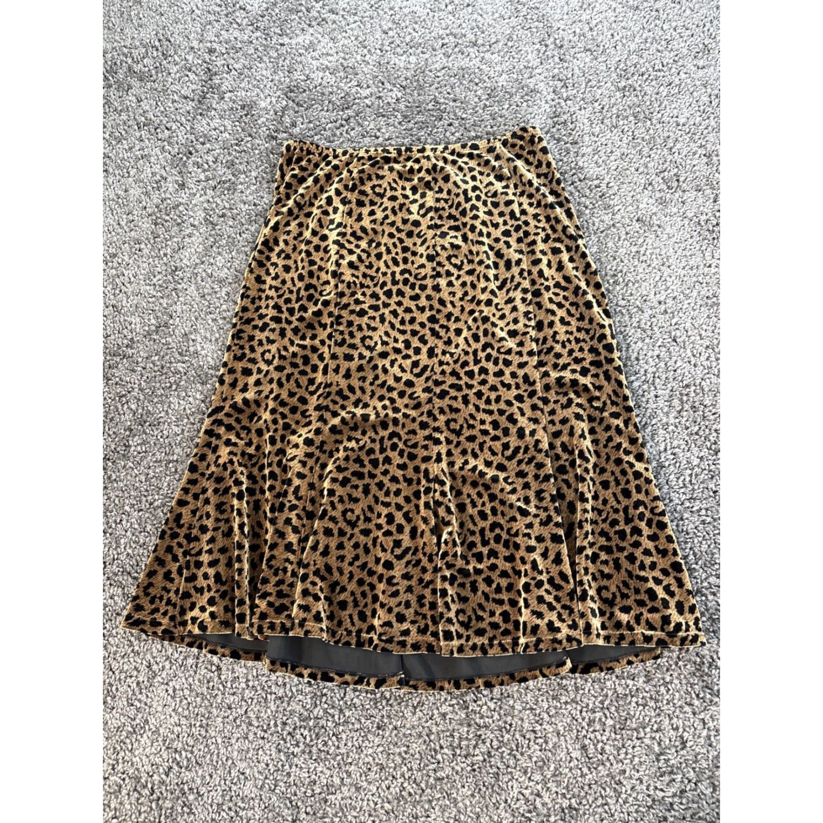 Vintage VINTAGE Notations Skirt Womens Large Midi Velvet Cheetah Animal Print Brown Polyester Spandex Mid Length Straight Pencil Mens? Size 36" / US 14 / IT 50 - 6 Thumbnail