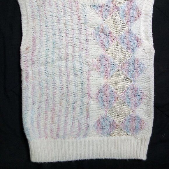 Vintage Vintage Joyce Knits Diamonds Stripes Pastel Sweater Vest Size S / US 4 / IT 40 - 2 Thumbnail