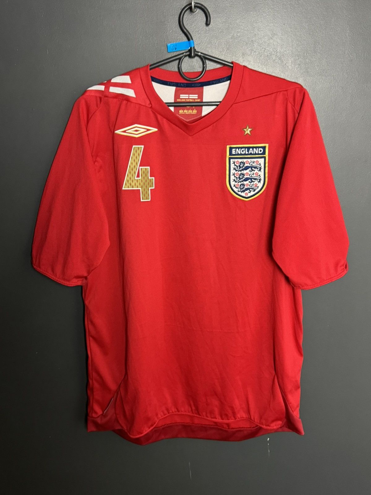 Umbro England National Team 06/08 Away Gerrard Football Jersey Size US L / EU 52-54 / 3 - 2 Thumbnail