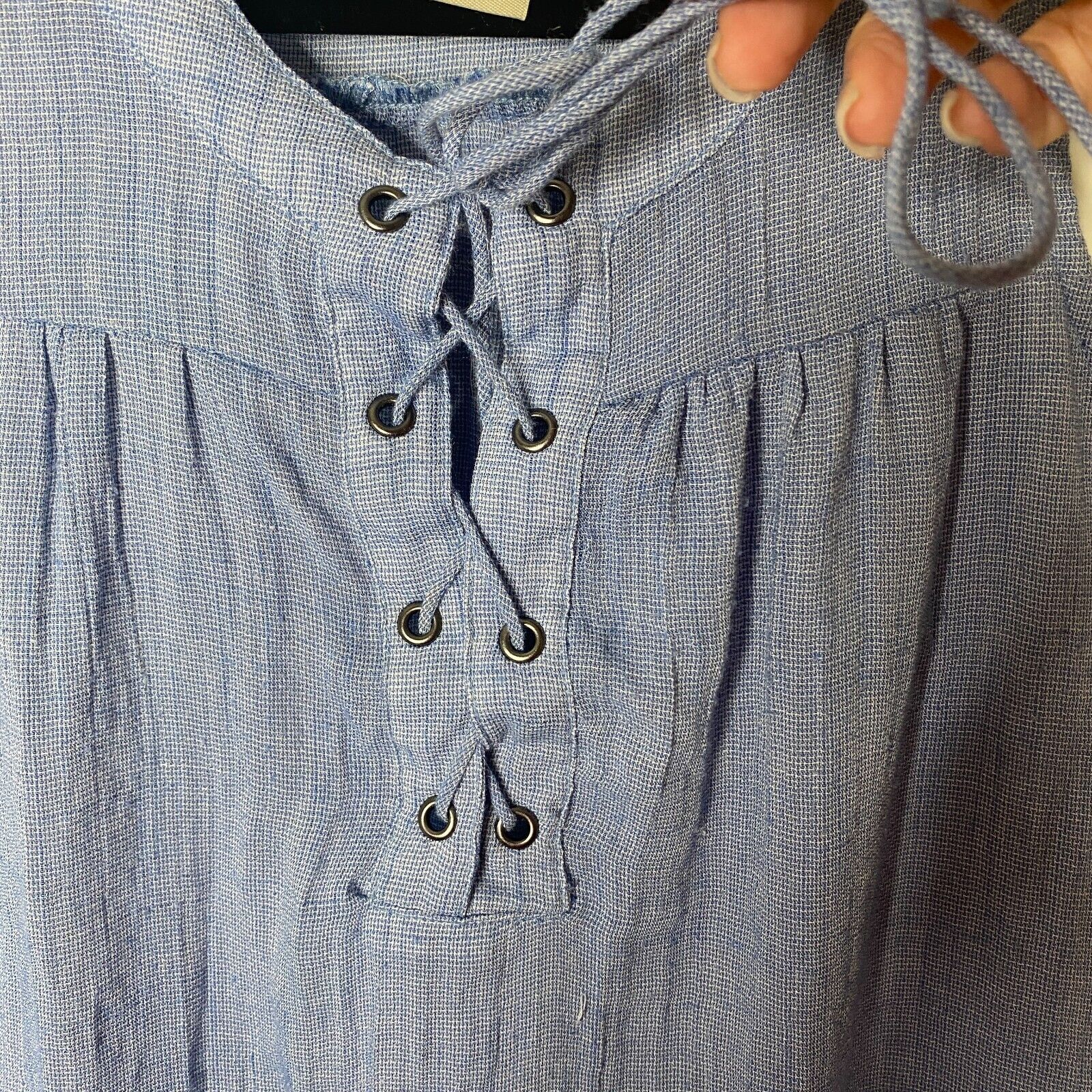 Other Allison Joy Blue Lace-Up Curved Hem Sleeveless Tank Top XS Size XS / US 0-2 / IT 36-38 - 4 Thumbnail