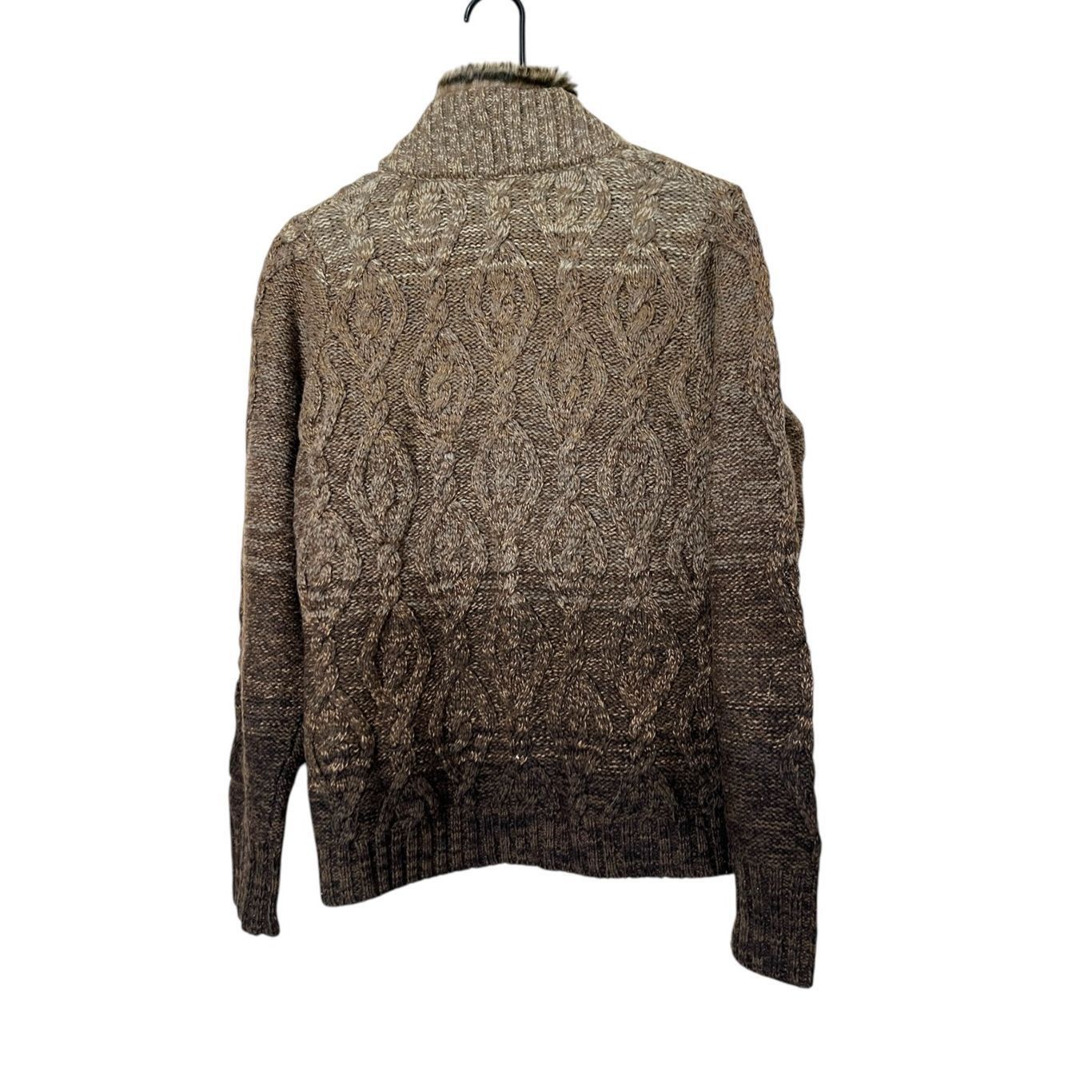 Eddie Bauer Eddie Bauer Sweater Brown Cable Knit Zip Cardigan Lambs Wool Blend M Size M / US 6-8 / IT 42-44 - 9 Thumbnail