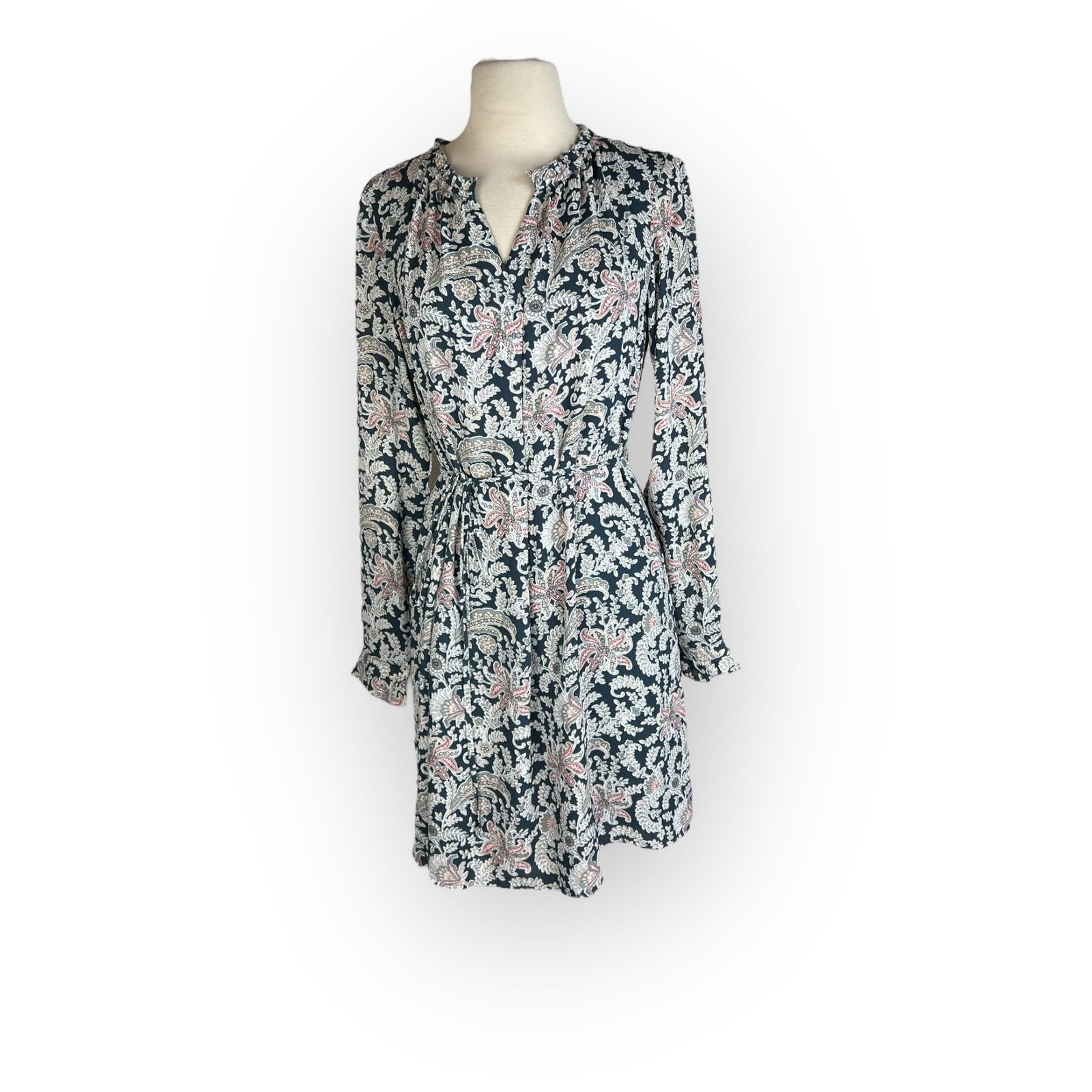 Ann Taylor LOFT Coastal Grey Vine Ruffle Trim Shift Dress -NWT Size S / US 4 / IT 40 - 10 Thumbnail