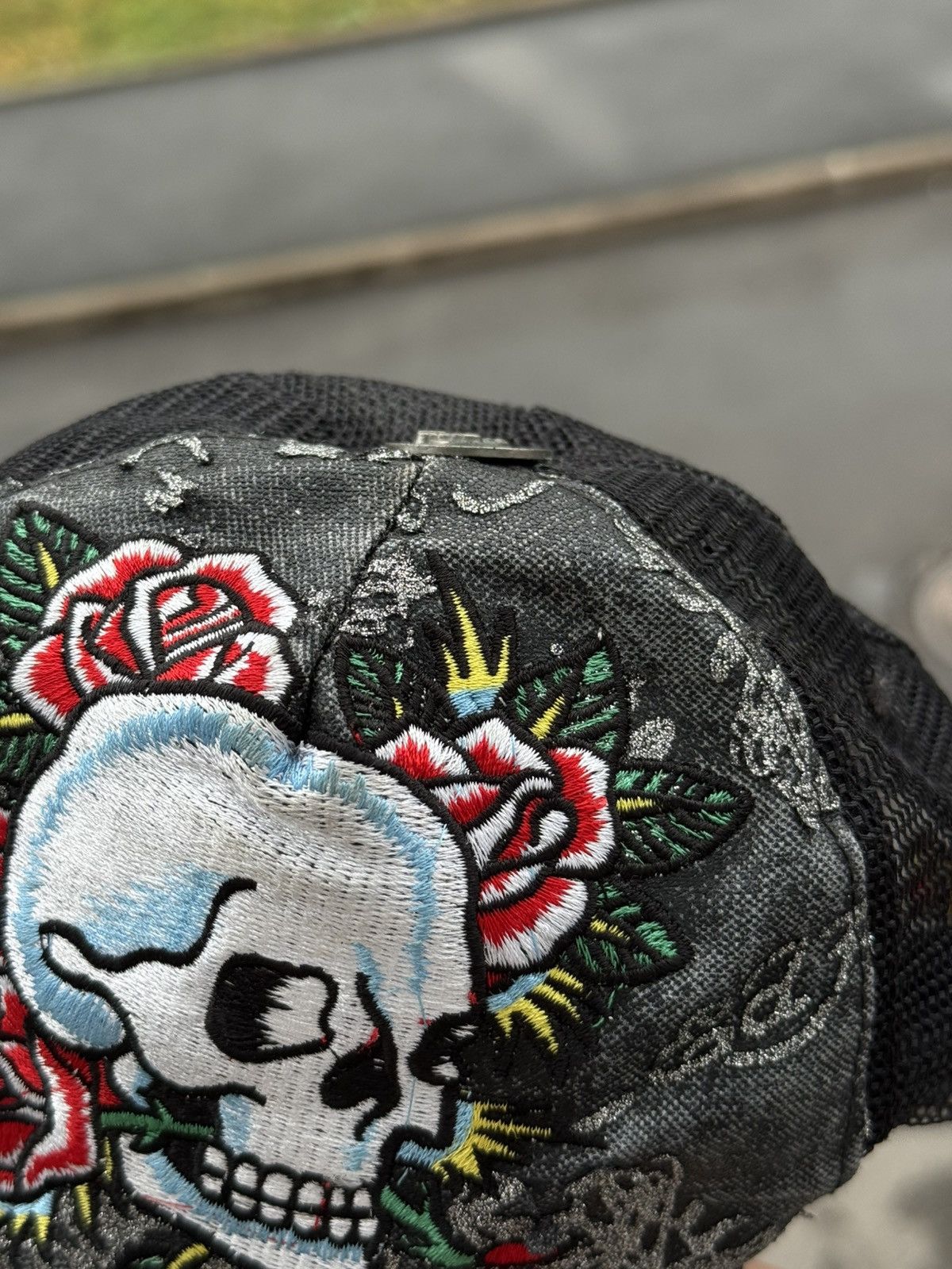Ed Hardy Don Ed Hardy Skull Tattoo American Trapper cap hat Size ONE SIZE - 9 Thumbnail