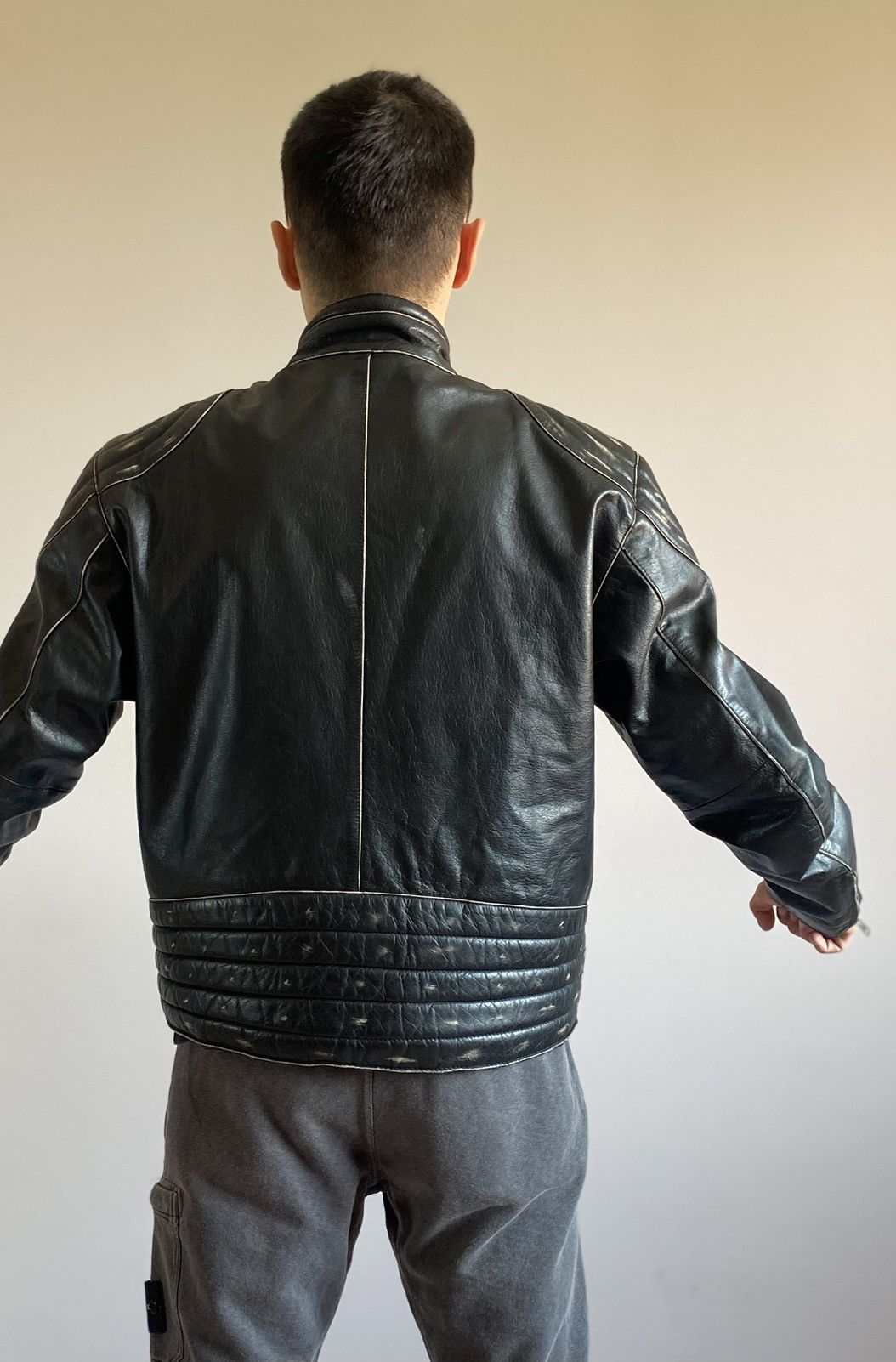 Vintage Buffalo Leather Jacket Distressed Effect Coat Size US XL / EU 56 / 4 - 15 Thumbnail