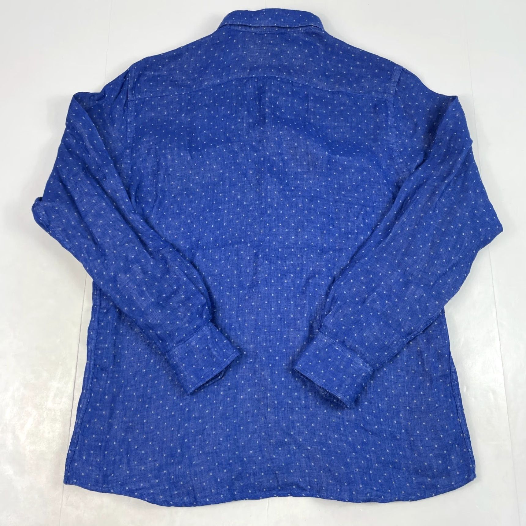 Vintage VINTAGE Iris Shirt Mens Medium Blue Linen Exotica Long Sleeve Button Up Dotted Squares Size US M / EU 48-50 / 2 - 7 Thumbnail