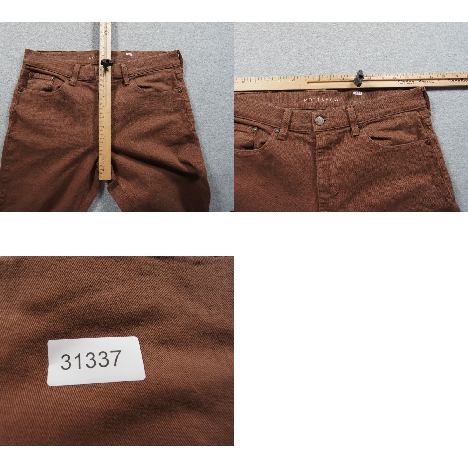 Mott & Bow Mott & Bow Jeans Mens 32x28 Brown Mercer Slim Stretch Twill Casual Jeans Pants Regular Straight Size US 32 / EU 48 - 9 Thumbnail