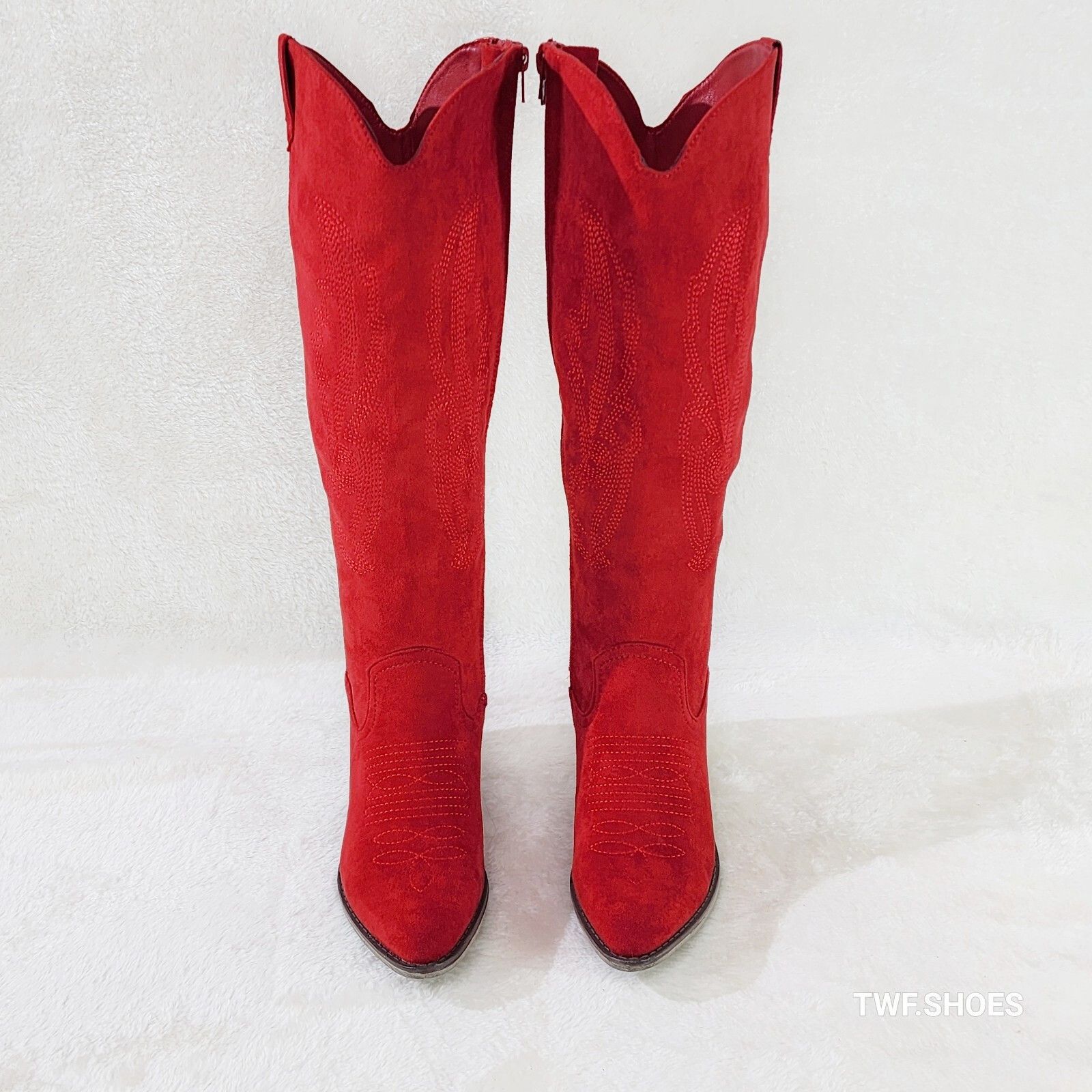 Other Wild Ones Western Cowboy Cowgirl Boots Tuck Zipper Ruby Red Size US 7 / IT 37 - 5 Thumbnail