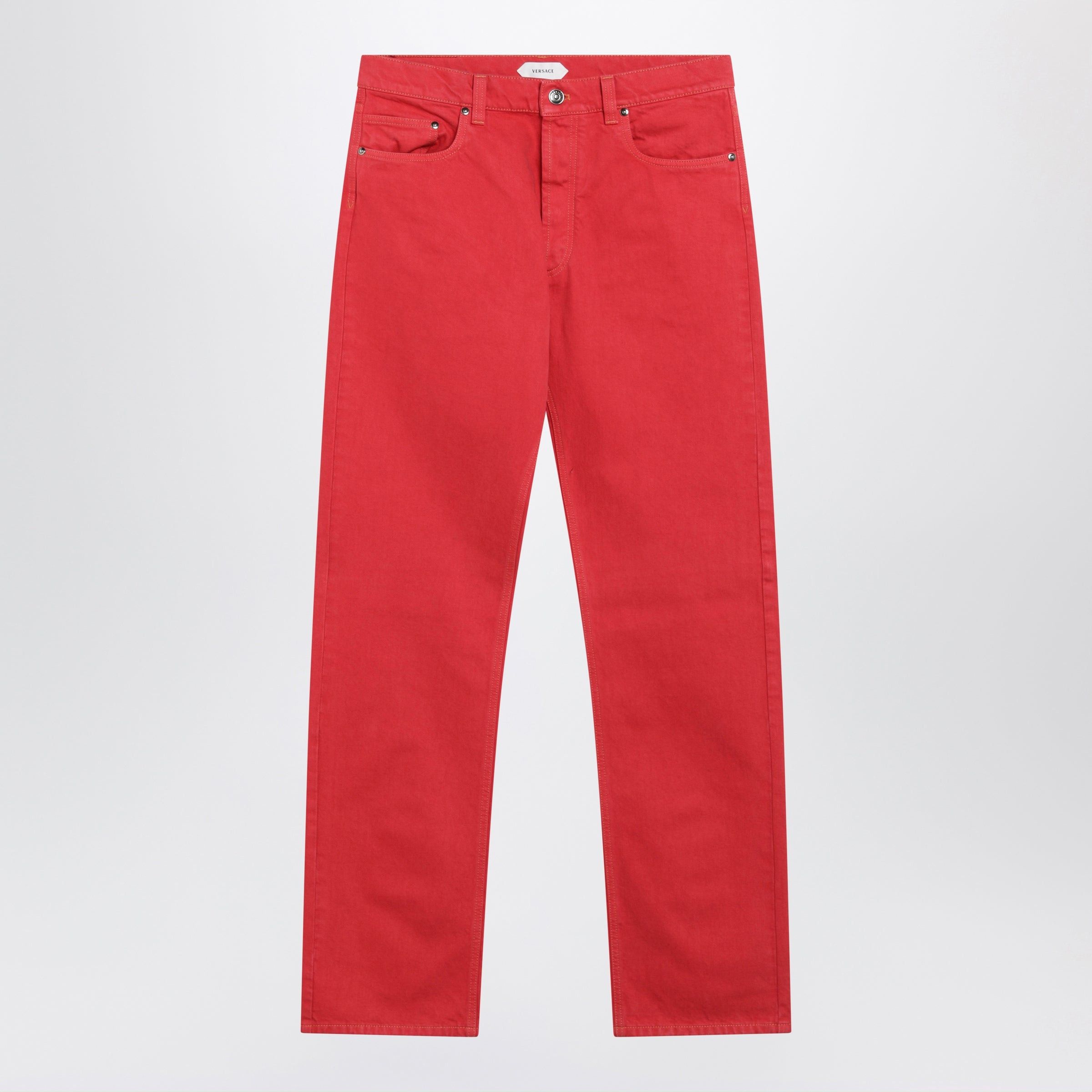 Versace Versace Straight-Leg Cotton Denim Jeans In Red Size US 32 / EU 48 - 1 Thumbnail