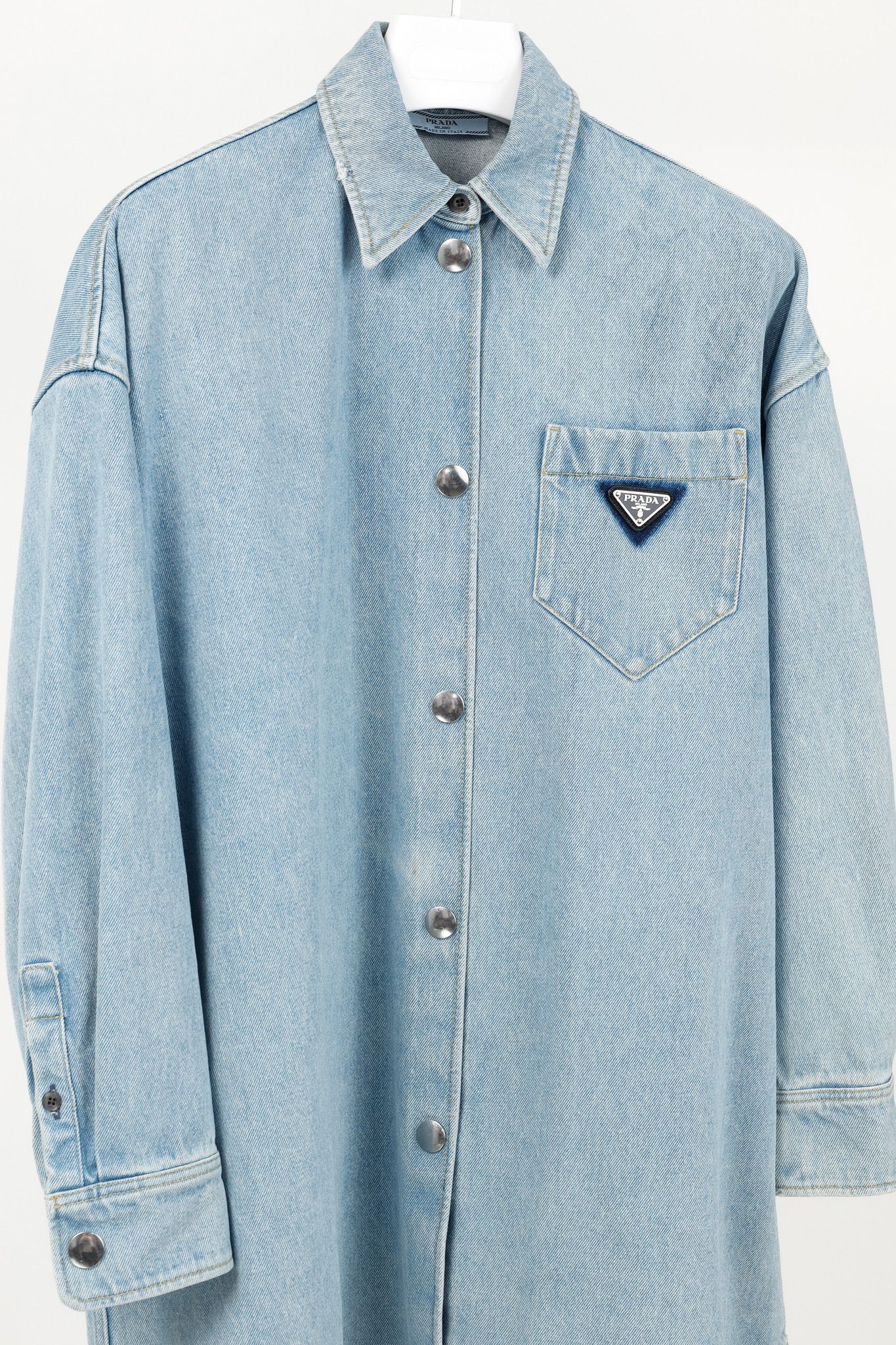 Prada Prada Bleu Distressed Oversized Organic Denim Shirt Size XS / US 0-2 / IT 36-38 - 3 Thumbnail