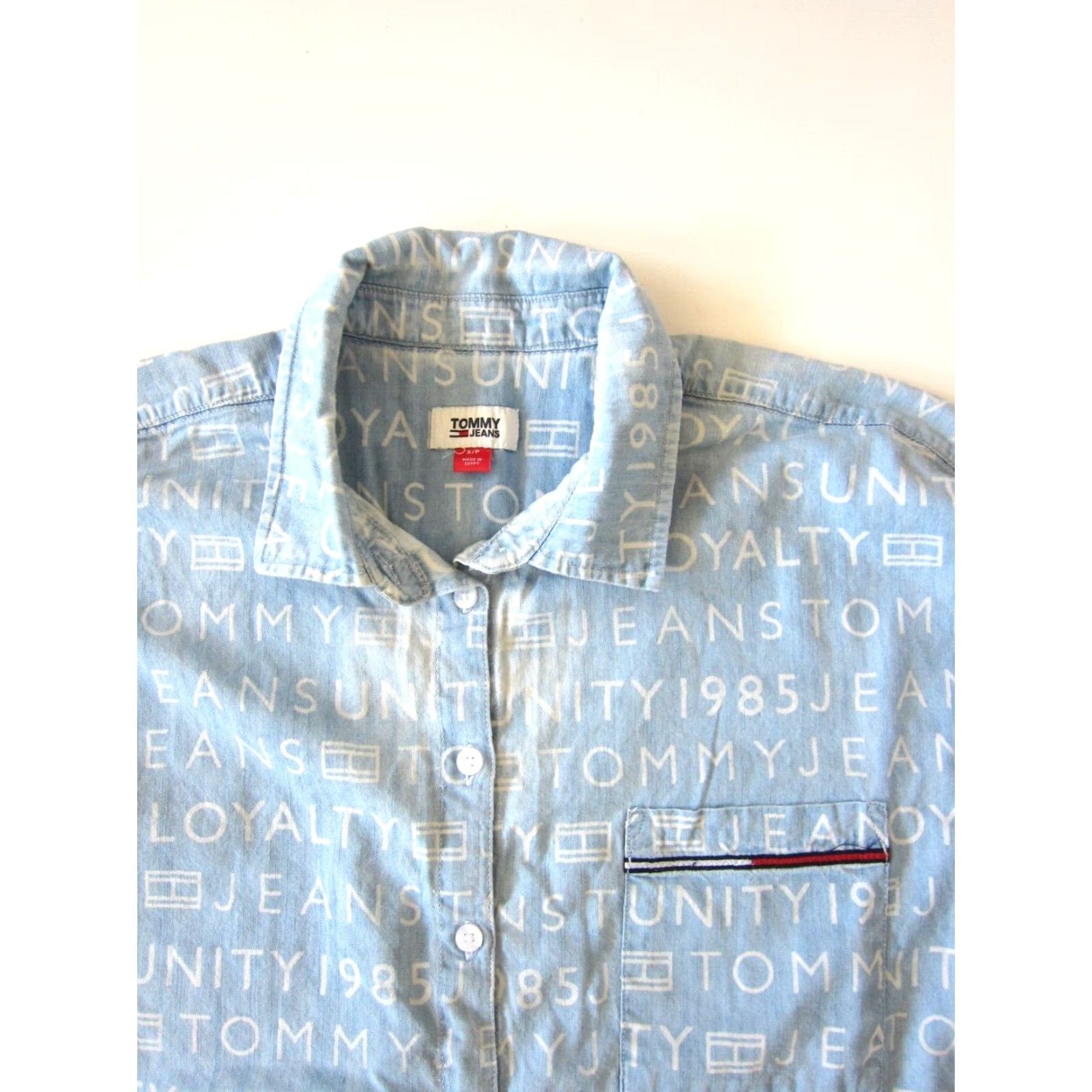 Tommy Hilfiger Vtg Tommy Hilfiger Jeans Distressed Cotton Button Down 3/4 Sleeve Shirt S-L Size S / US 4 / IT 40 - 3 Thumbnail