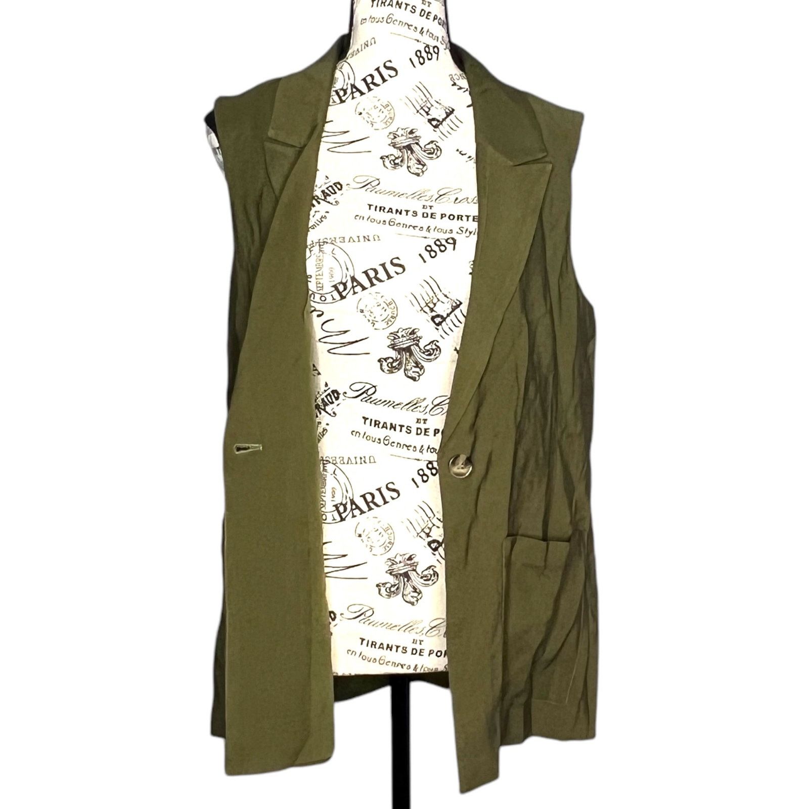 Sanctuary Olive One-Button Notched Lapel Two Front Pocket Vest Size XS / US 0-2 / IT 36-38 - 6 Thumbnail