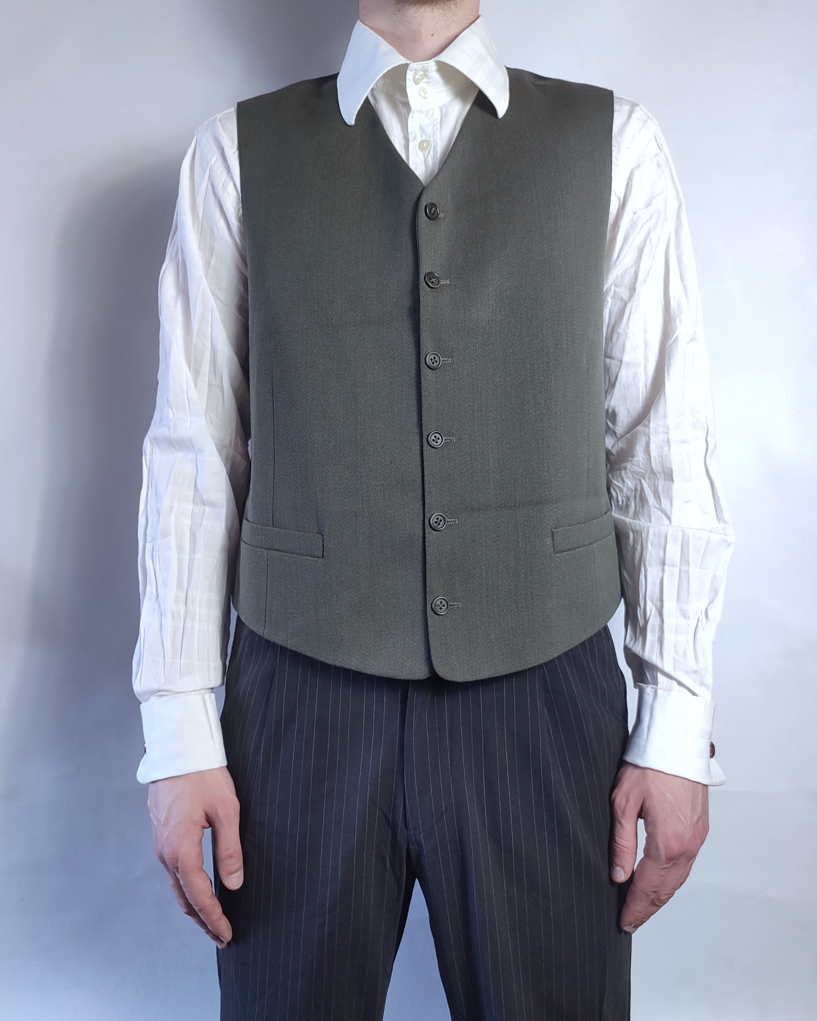 Vintage YSL khaki wool suit vest Size 38R - 1 Thumbnail
