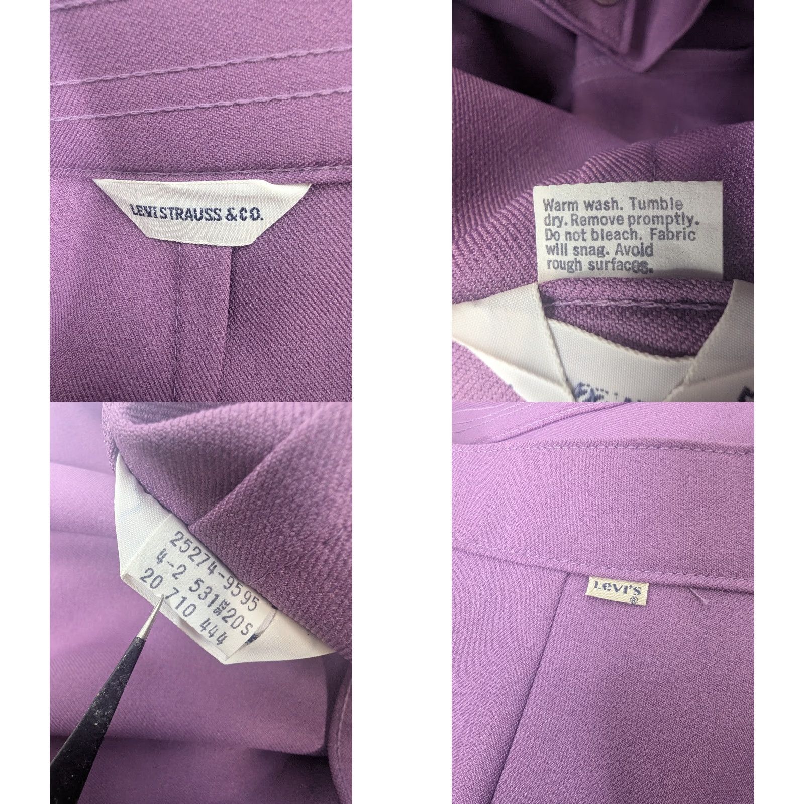 Vtg Levi's Bend Over Pants Women's 20S Purple Straight Wide Leg Pant