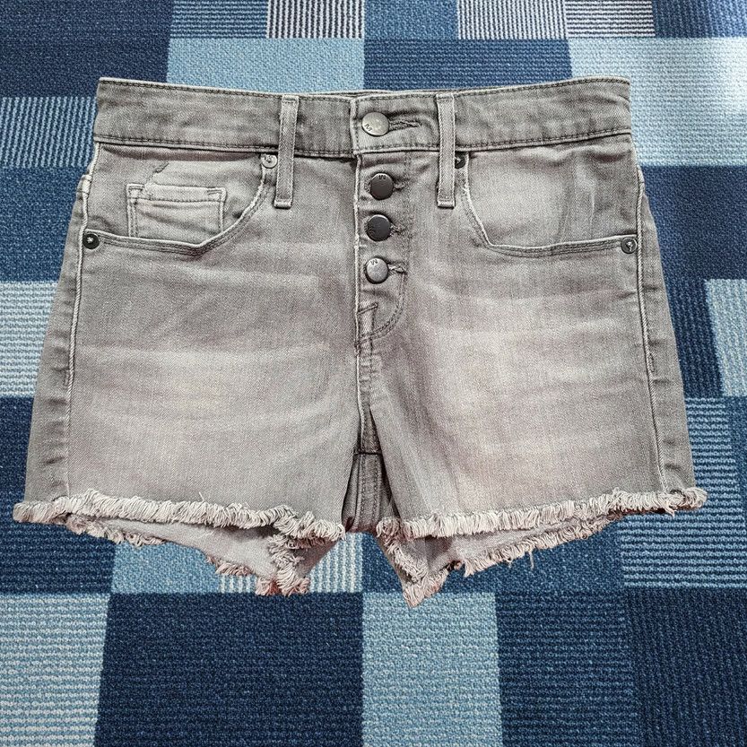 Mossimo Mossimo Shorts Womens 0/25 Gray Cut-Off High Rise Button-Fly Stretch Light Denim Shirt? Size 40" / US 18 - 1 Thumbnail
