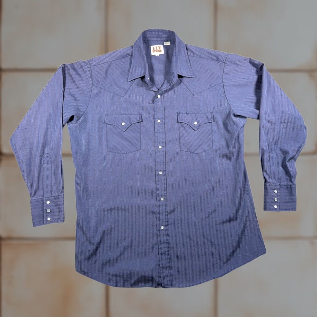 Vintage VINTAGE Ely Cattleman Western Shirt Adult LARGE Blue Pearl Snap Cowboy Dobby 90s Ladies Womens Men Girls Boys Size US L / EU 52-54 / 3 - 1 Thumbnail