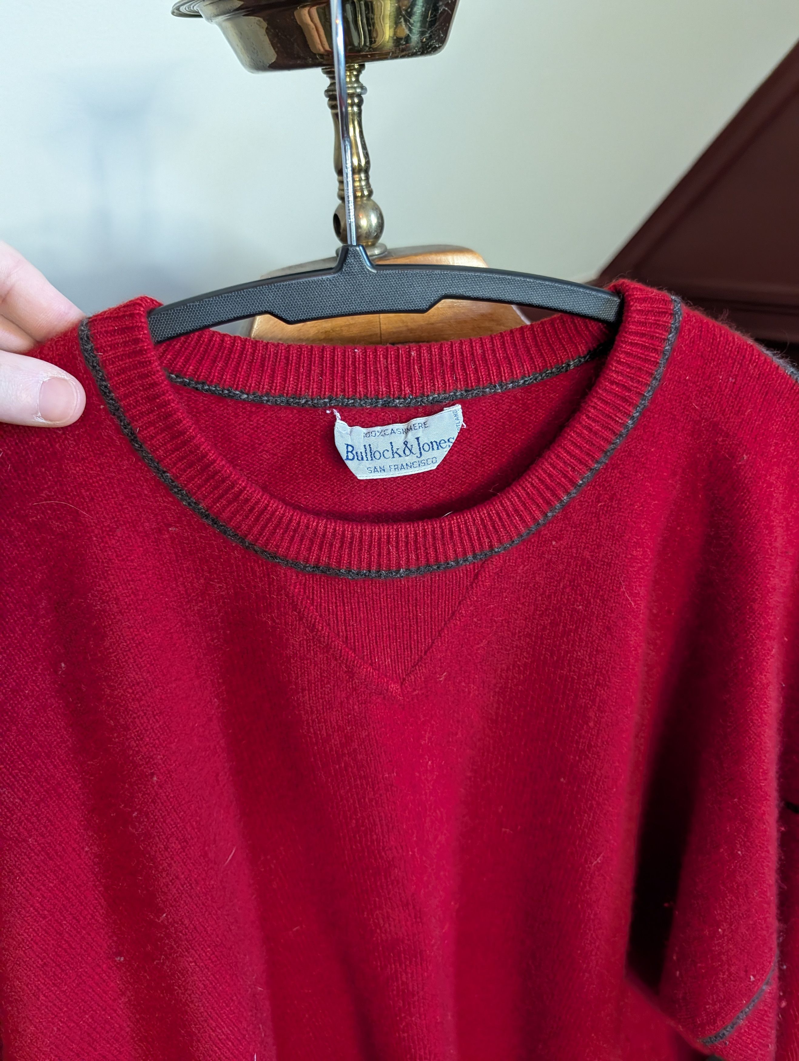 Bullock & Jones VTG Pure Cashmere Red Made in Scotland Knit Sweater Size US L / EU 52-54 / 3 - 7 Thumbnail