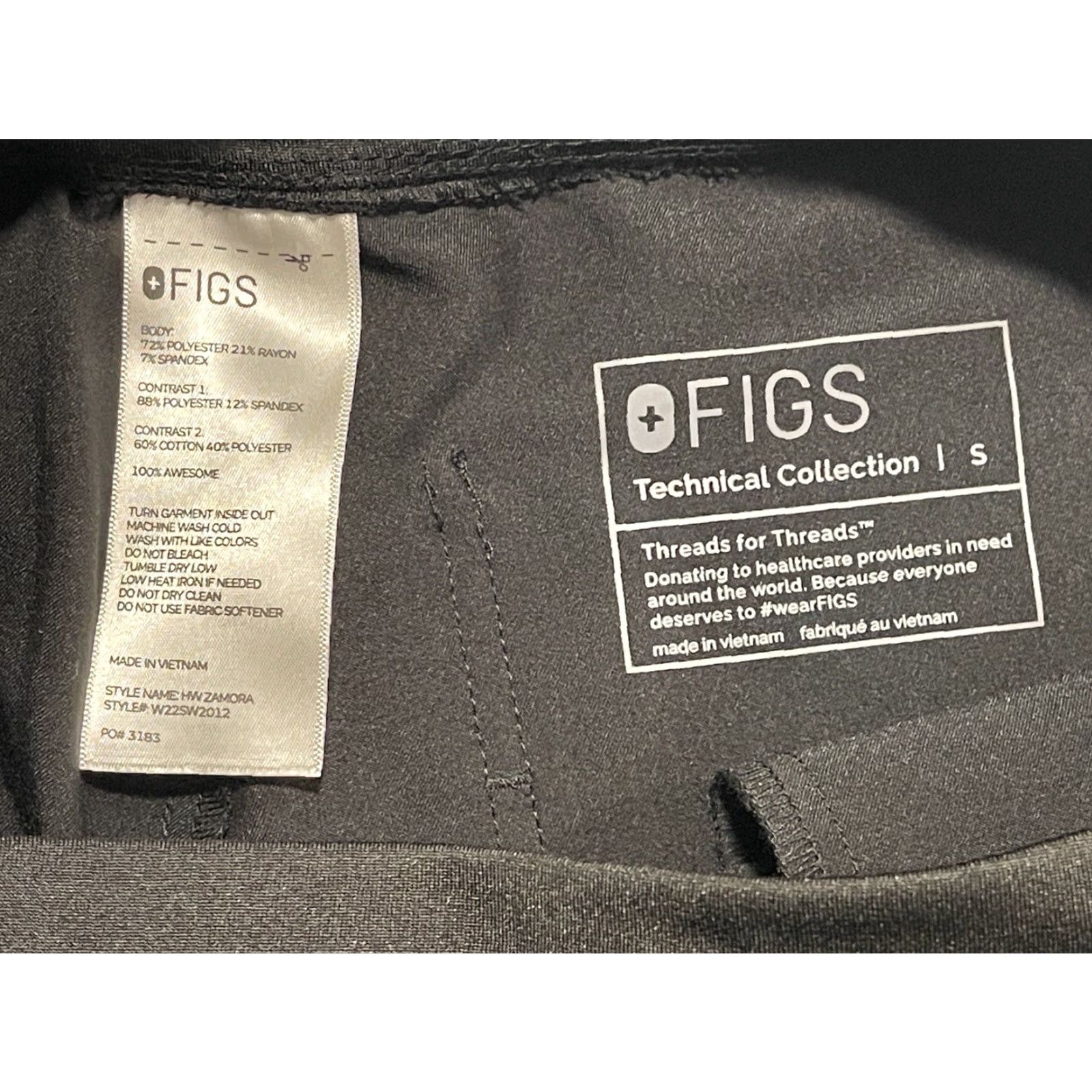 Vintage FIGS Zamora Jogger Scrub Pants Women’s S Slim Fit Black Drawstring Tapered Inseam 29 Embroidered Slimming Size 28" / US 6 / IT 42 - 3 Thumbnail