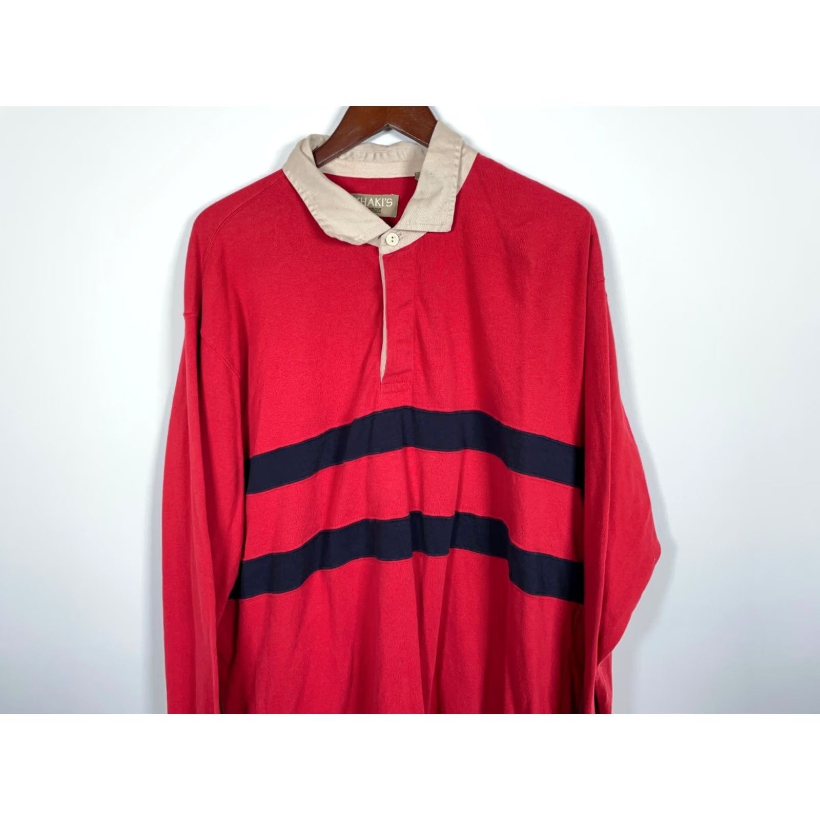 Arrow VINTAGE Arrow Rugby Polo Shirt Men XL Red Dark Blue Stripe Preppy Retro Khaki's Tag Polo Shirt Mens XL Red Dark Blue Stripe Retro 90s Cardigans? Size US XL / EU 56 / 4 - 4 Thumbnail