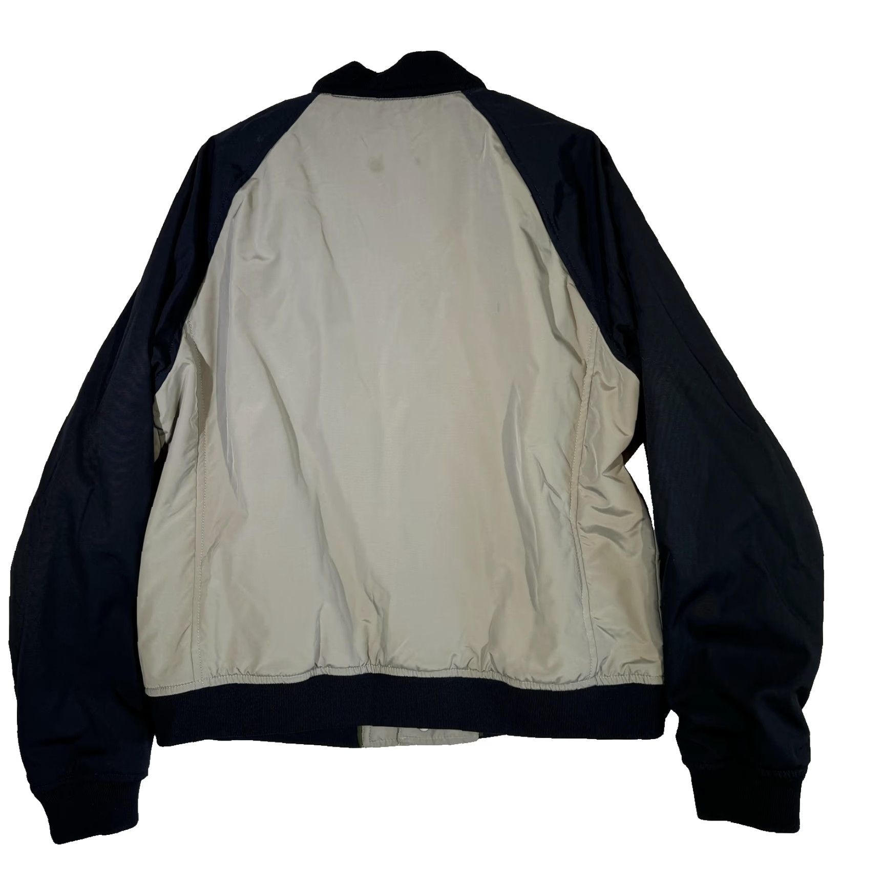 Banana Republic Banana Republic Jacket Mens XL Gray Navy Blue Bomber Varsity Snap Front Snaps Front Lined Pockets Lightweight Regular Softshell Size US XL / EU 56 / 4 - 3 Thumbnail