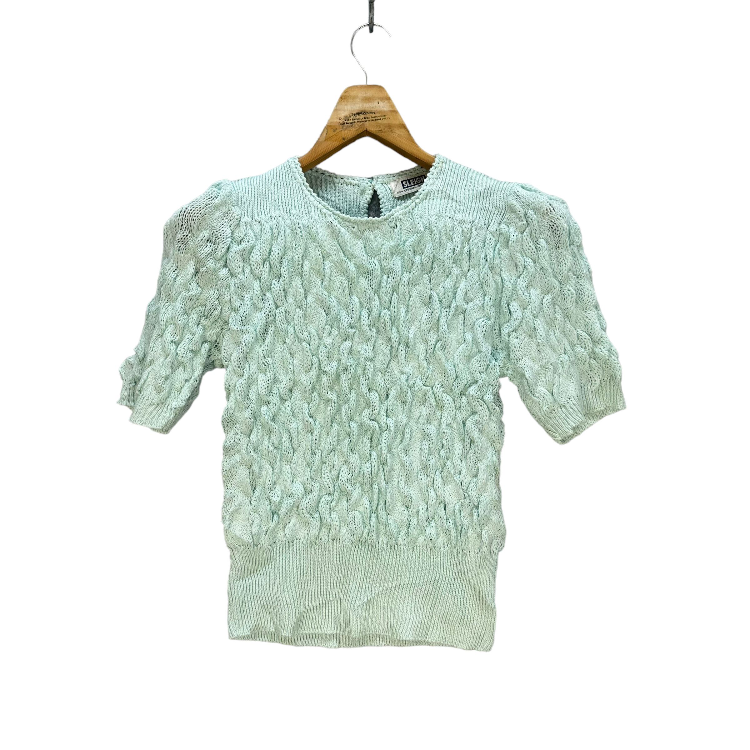 Japanese Brand SLEIGH ABSTRACT SHORT SLEEVE KNITTED SWEATER #8120-202 Size XXS / US 00 / IT 34 - 1 Thumbnail
