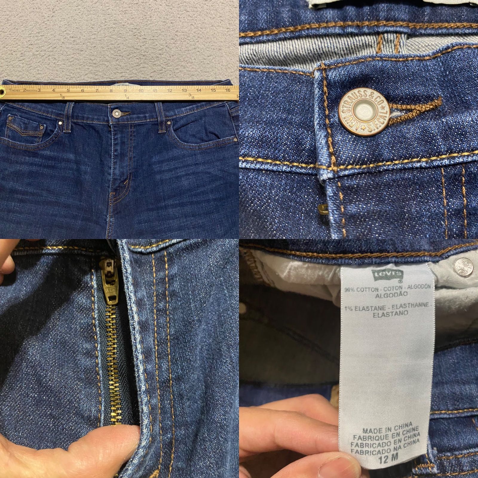 Levi's Levi's 505 Jeans Blue Denim Dark Wash Straight Leg Mid Rise Womens Size 32 Inseam 30 Regular Size 38" / US 16 / IT 52 - 8 Thumbnail
